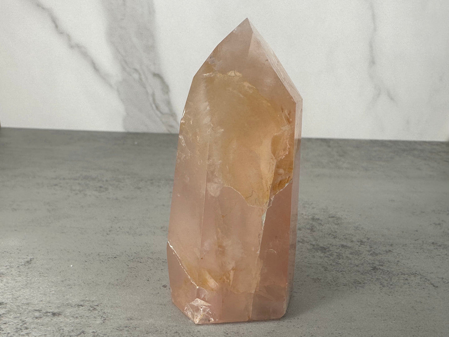 Alluring Rose Quartz with Golden Healer Tower/Point High-Quality Crystal From Brazil