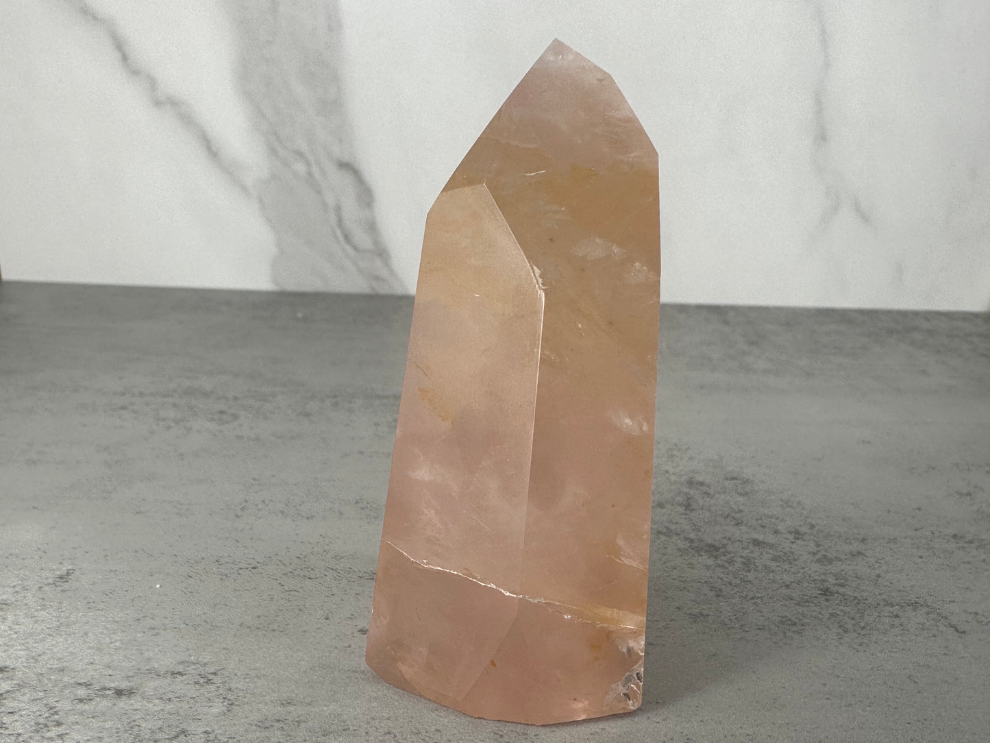 Alluring Rose Quartz with Golden Healer Tower/Point High-Quality Crystal From Brazil