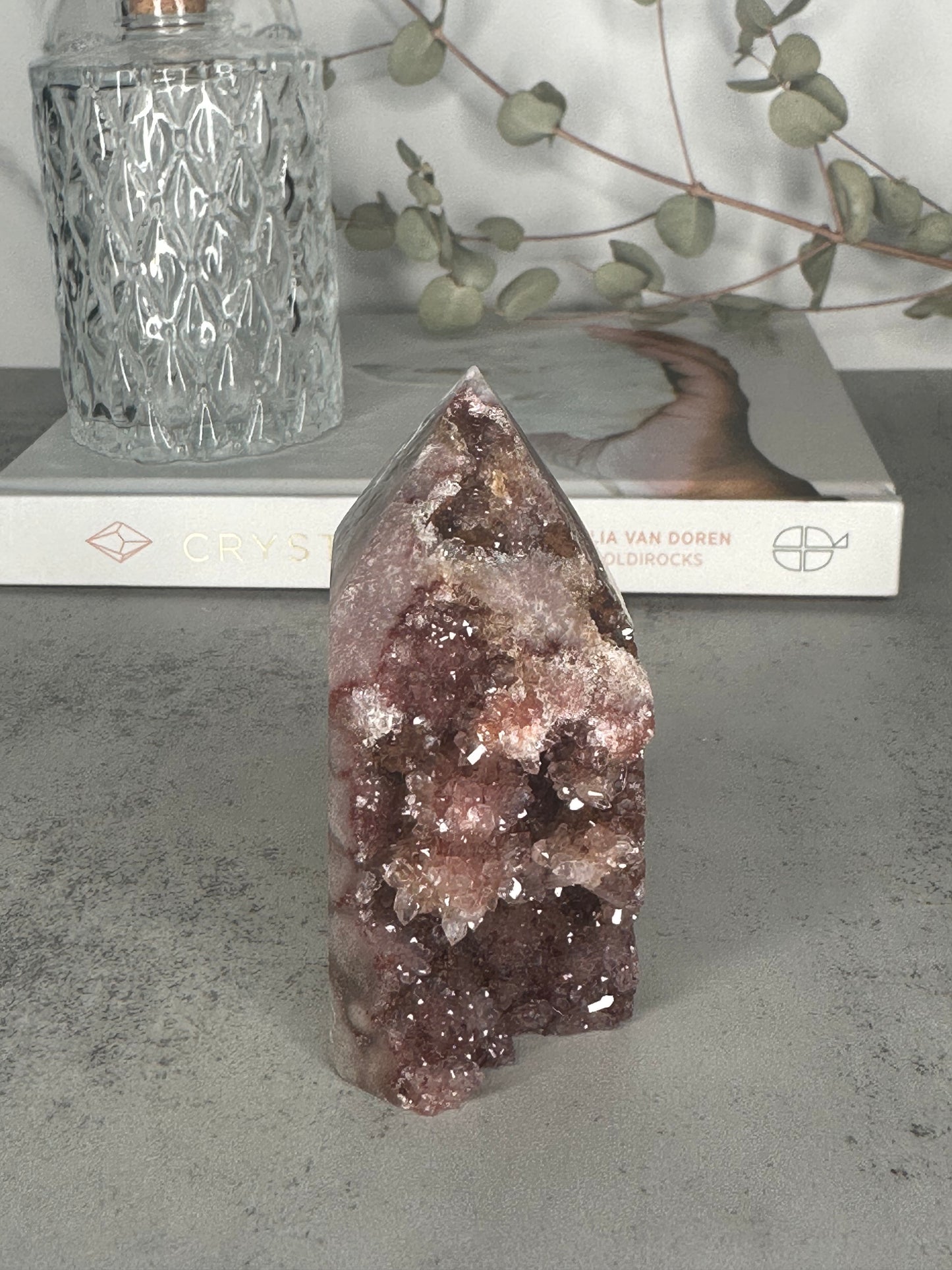 Pink Amethyst Tower/Point High-Quality Genuine Extra Druzy With Banding From Brazil