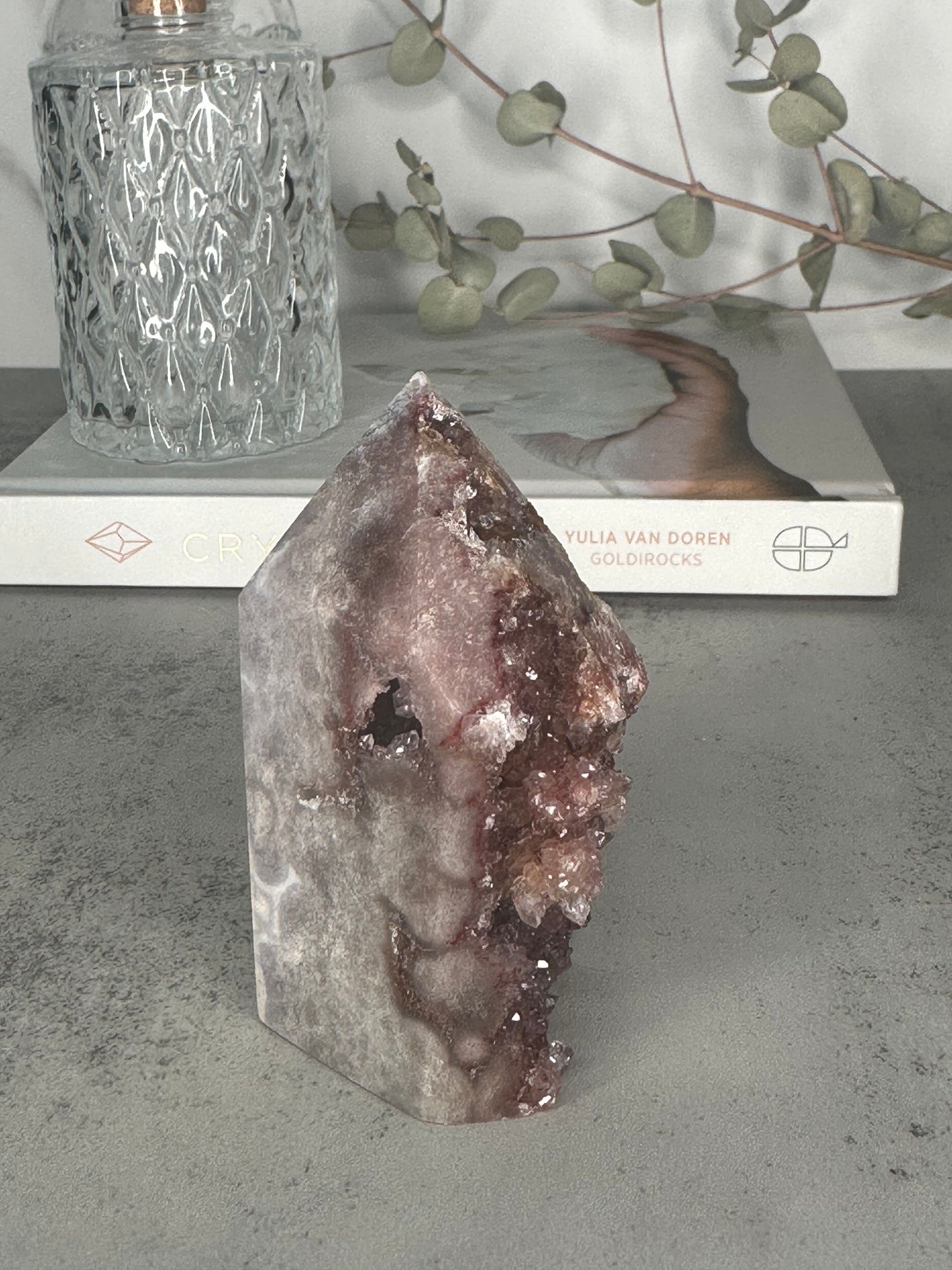 Pink Amethyst Tower/Point High-Quality Genuine Extra Druzy With Banding From Brazil