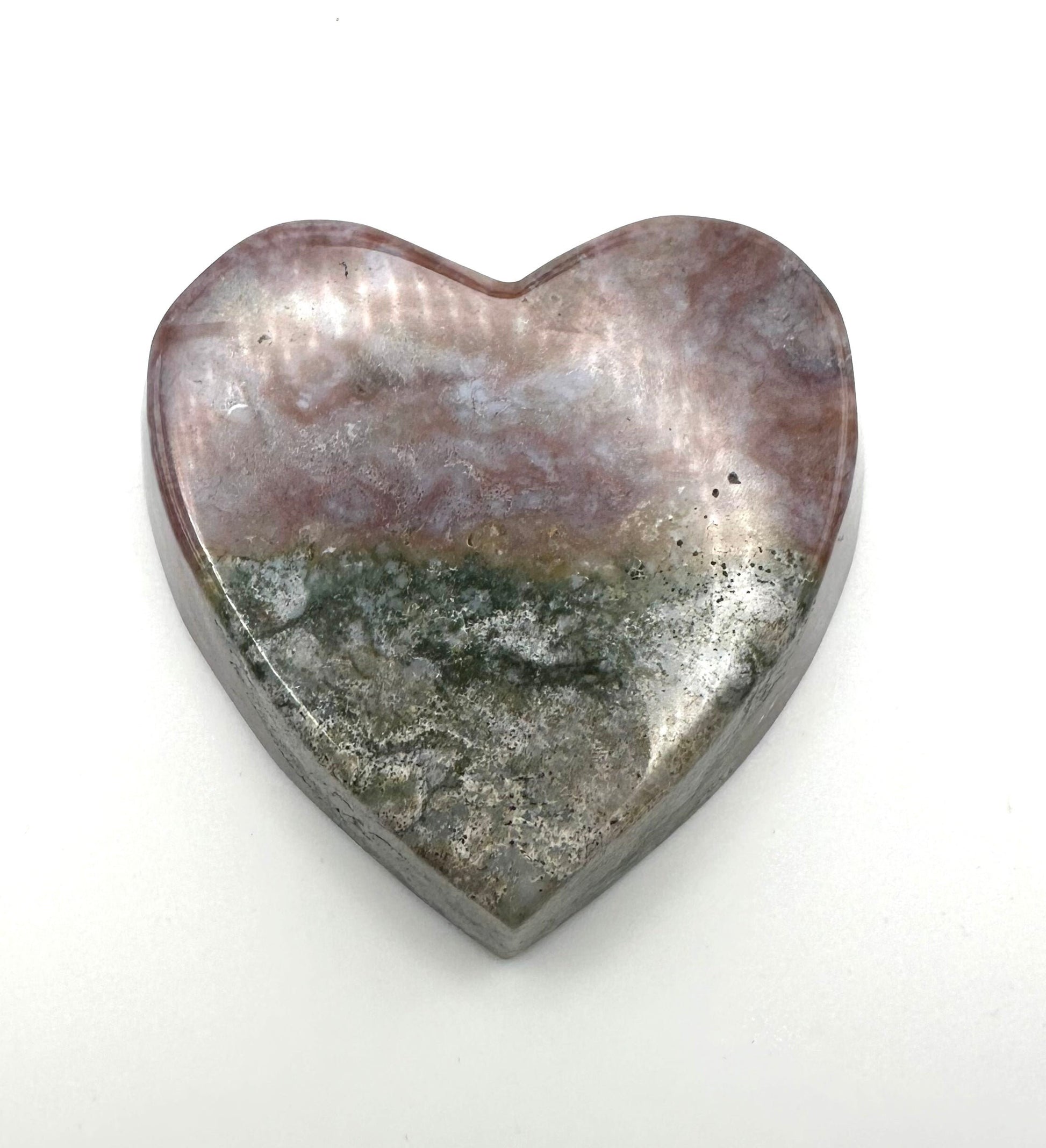 High Quality Pink &quot;Sea Jasper&quot; OJ Hand Carved Heart Bowl