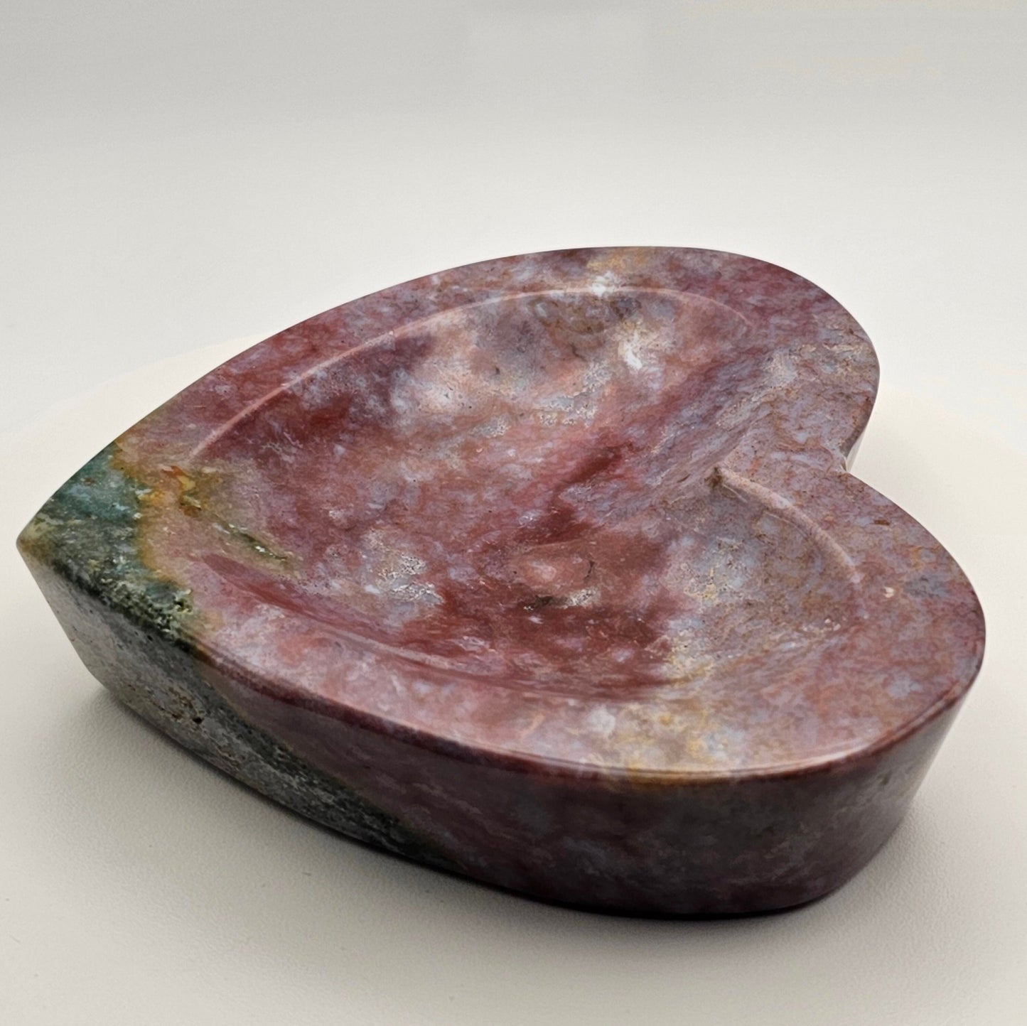 High Quality Pink &quot;Sea Jasper&quot; OJ Hand Carved Heart Bowl