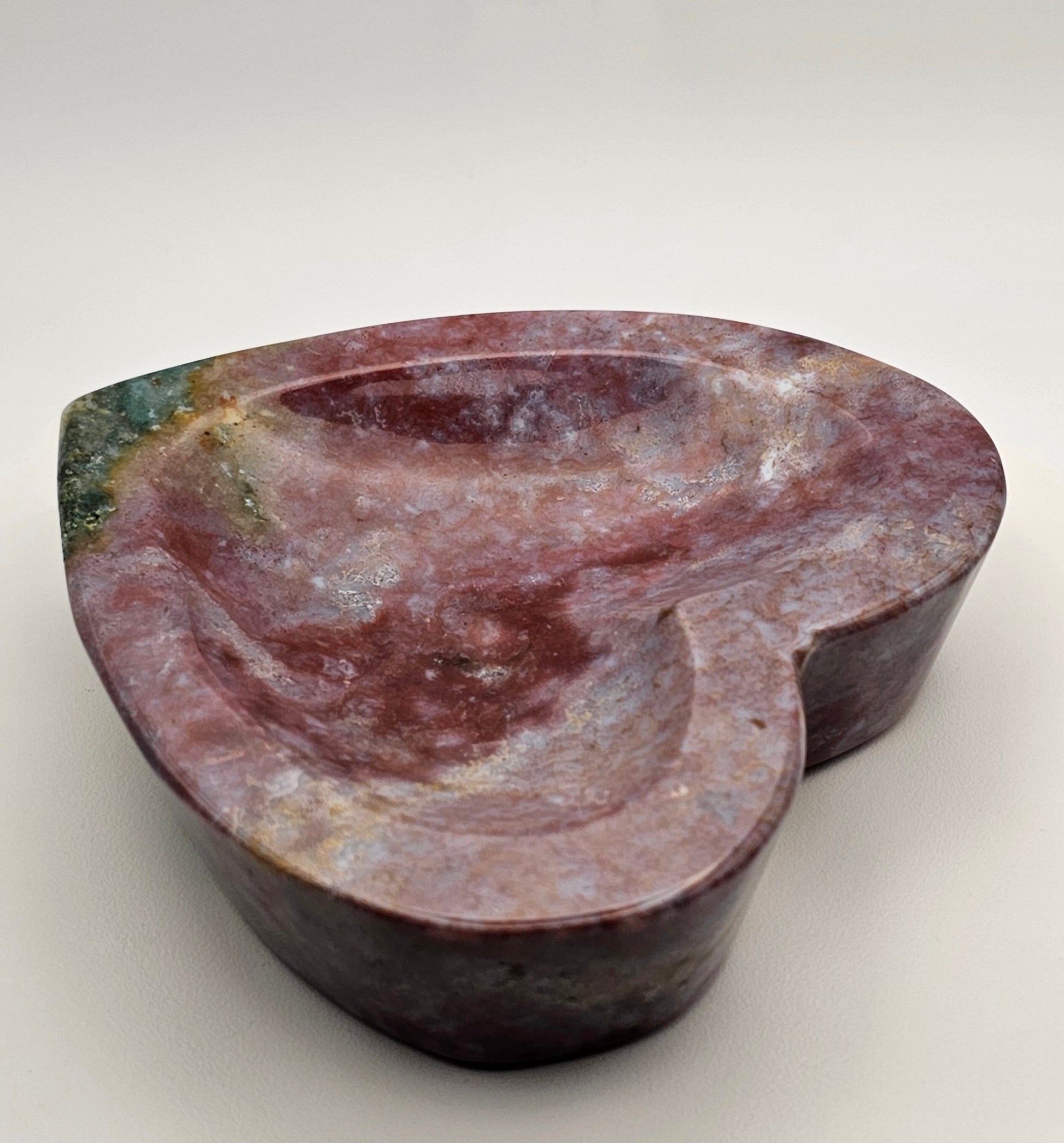 High Quality Pink &quot;Sea Jasper&quot; OJ Hand Carved Heart Bowl