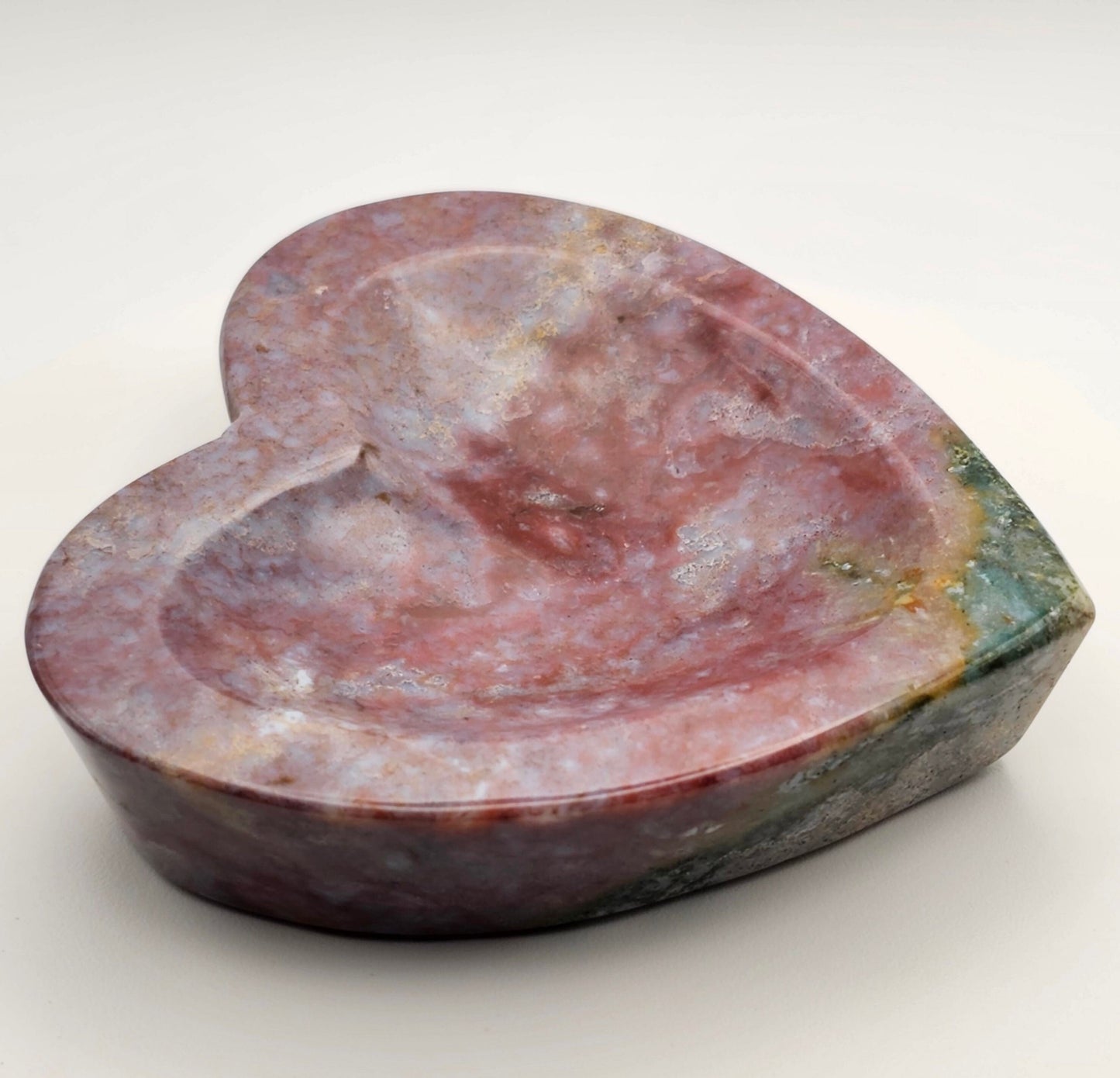 High Quality Pink &quot;Sea Jasper&quot; OJ Hand Carved Heart Bowl