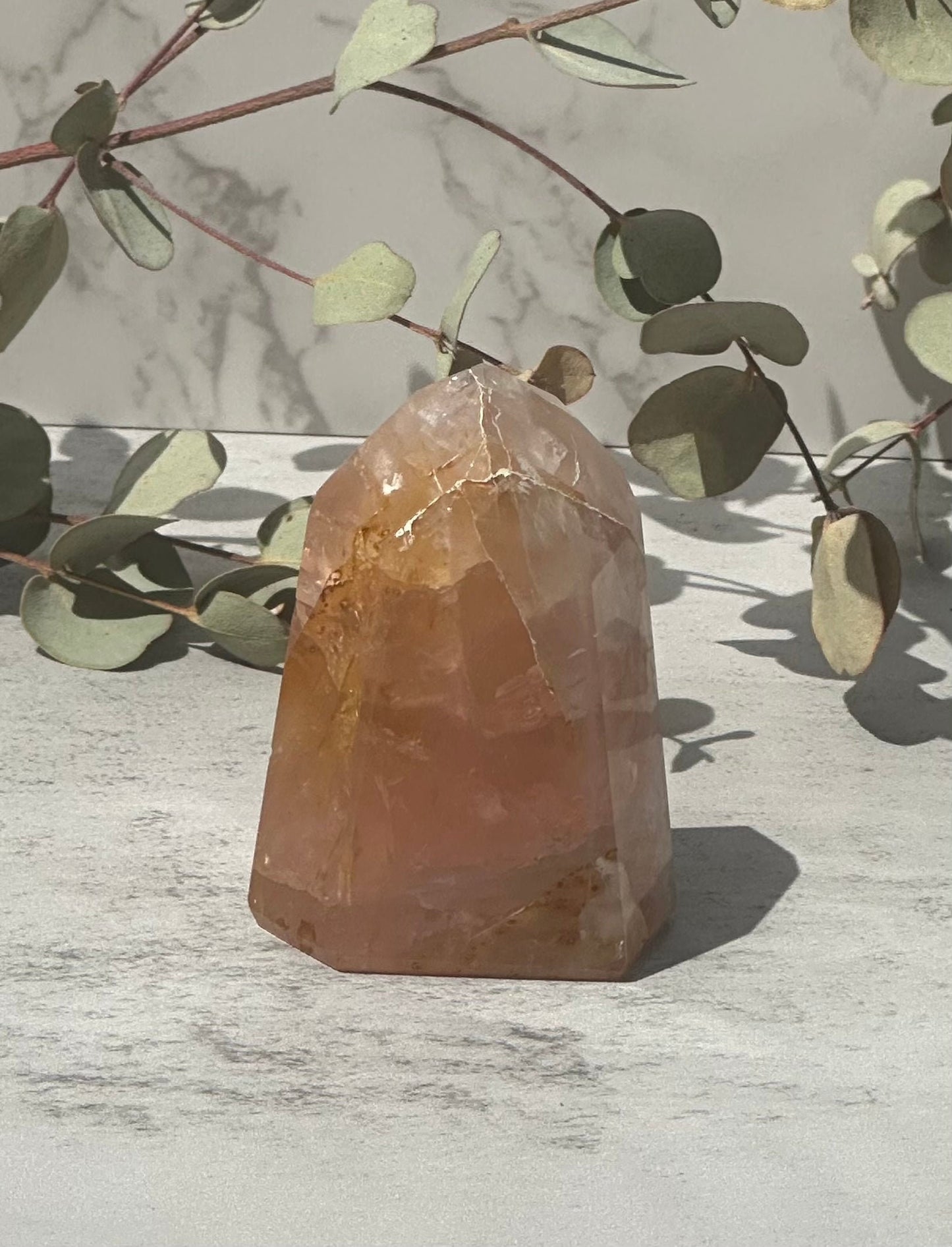 Incredible Rose Quartz with Golden Healer Tower - From Brazil