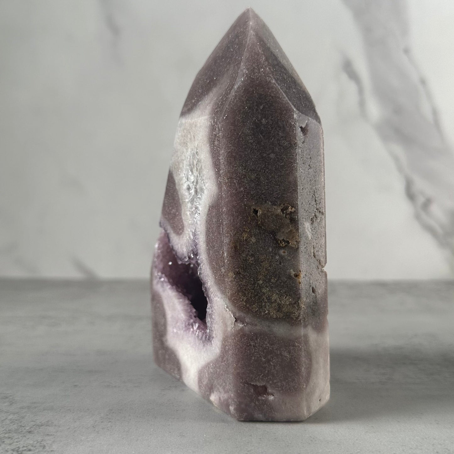 Beautiful High-Quality Pink Amethyst Tower - Druzy Purple