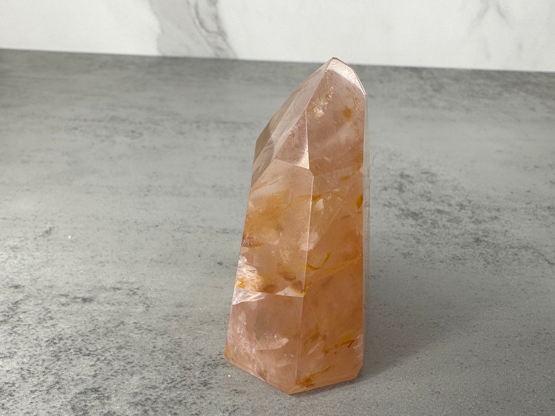 Unique Rose Quartz with Golden Healer Tower/Point High-Quality Crystal From Brazil