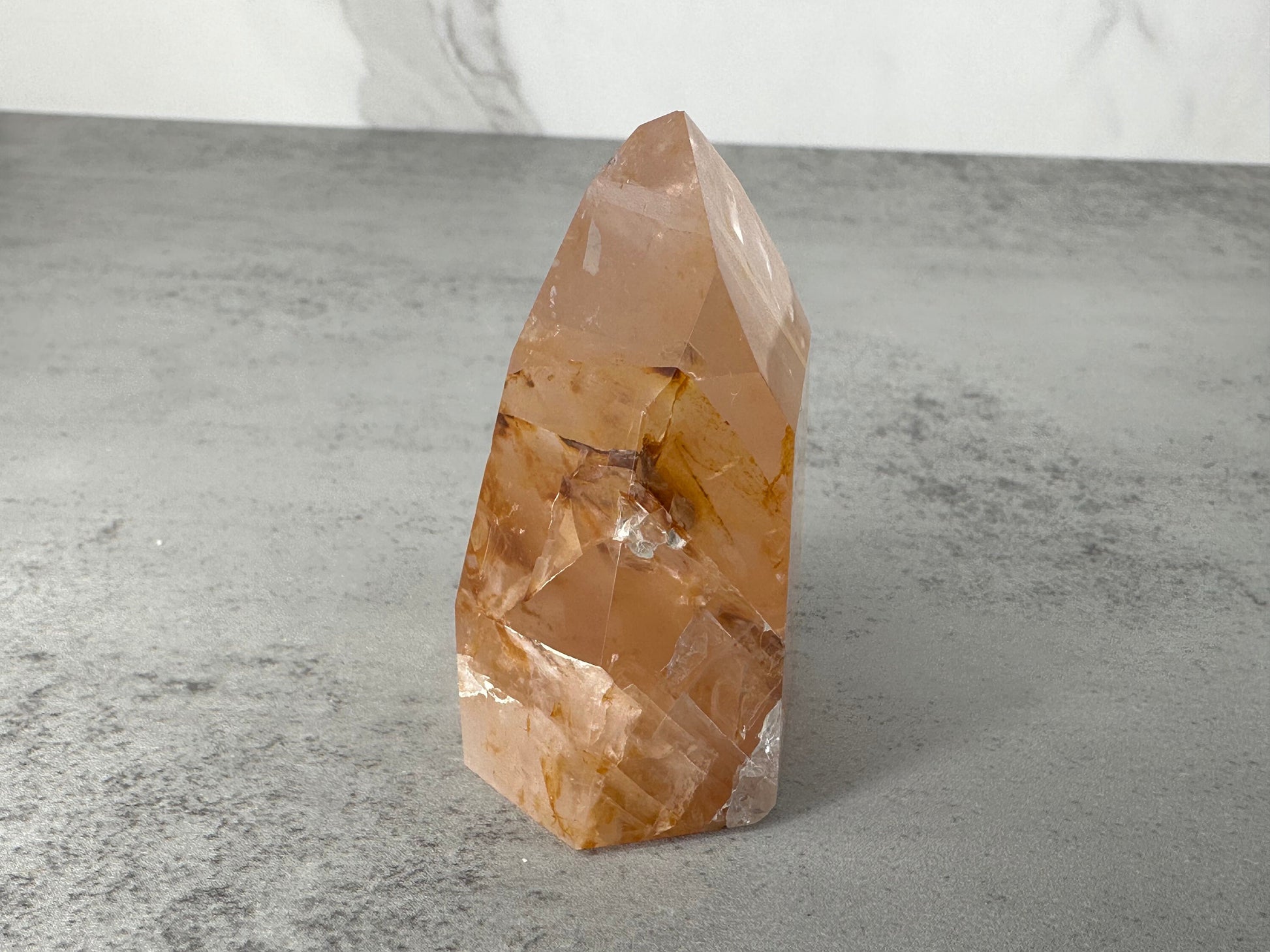 Unique Rose Quartz with Golden Healer Tower/Point High-Quality Crystal From Brazil