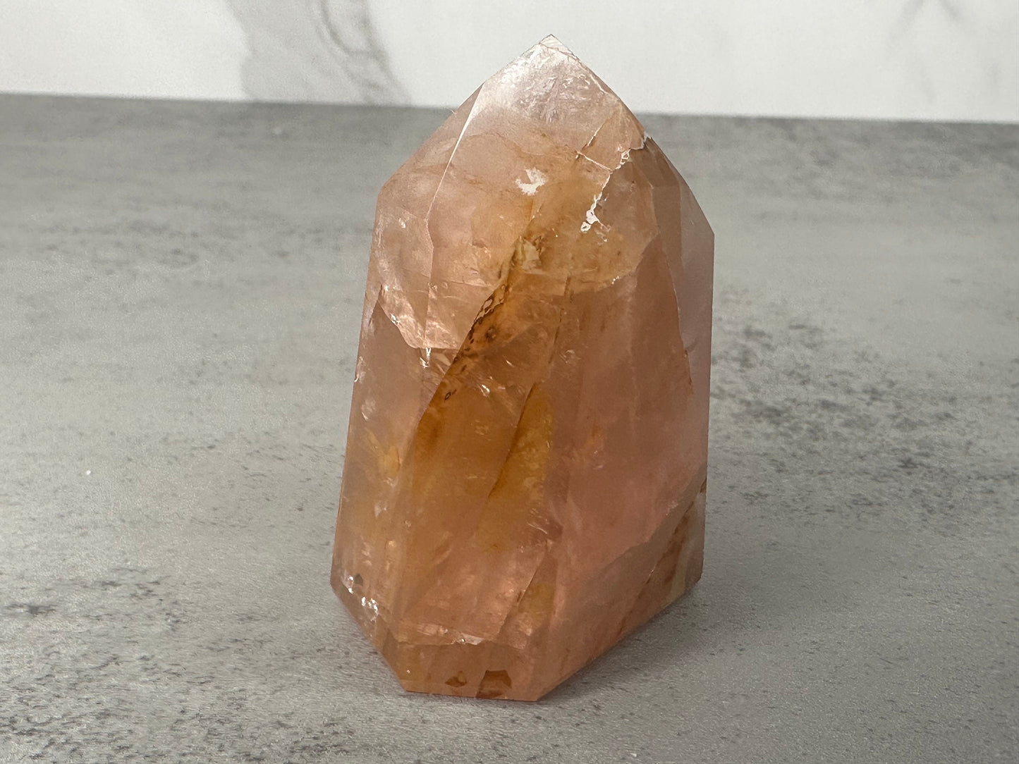 Incredible Rose Quartz with Golden Healer Tower/Point High-Quality Genuine Crystal From Brazil