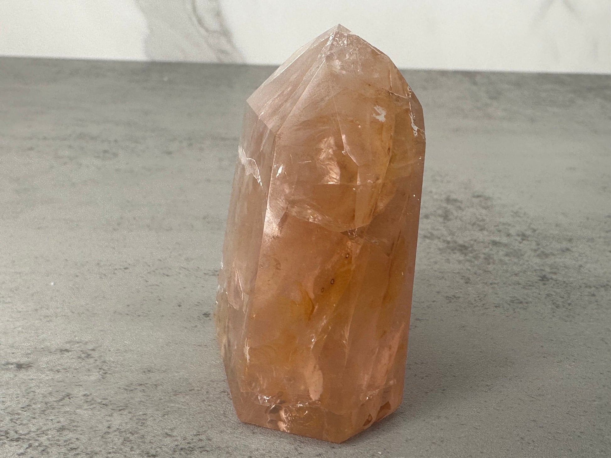 Incredible Rose Quartz with Golden Healer Tower/Point High-Quality Genuine Crystal From Brazil