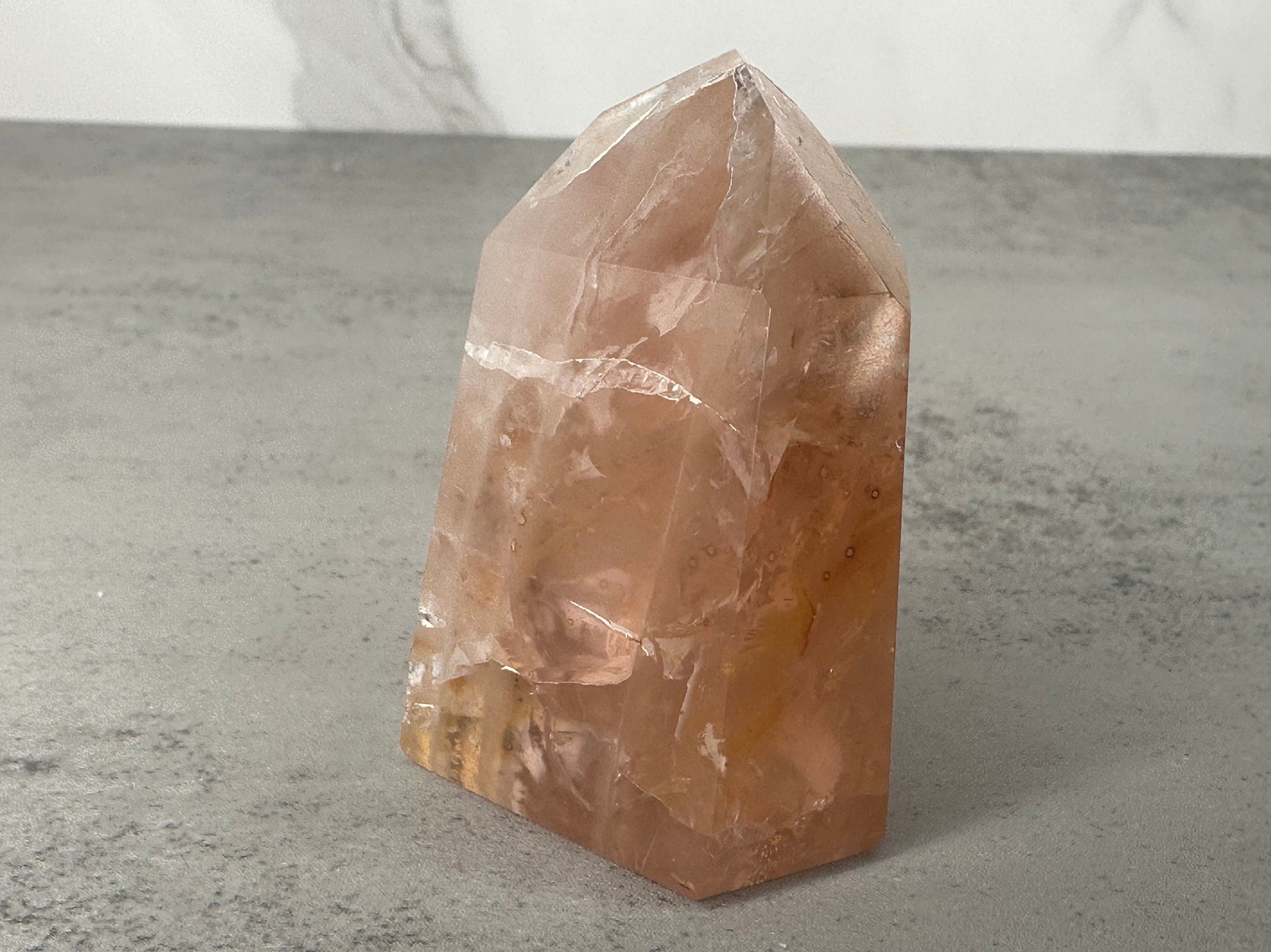 Incredible Rose Quartz with Golden Healer Tower/Point High-Quality Genuine Crystal From Brazil