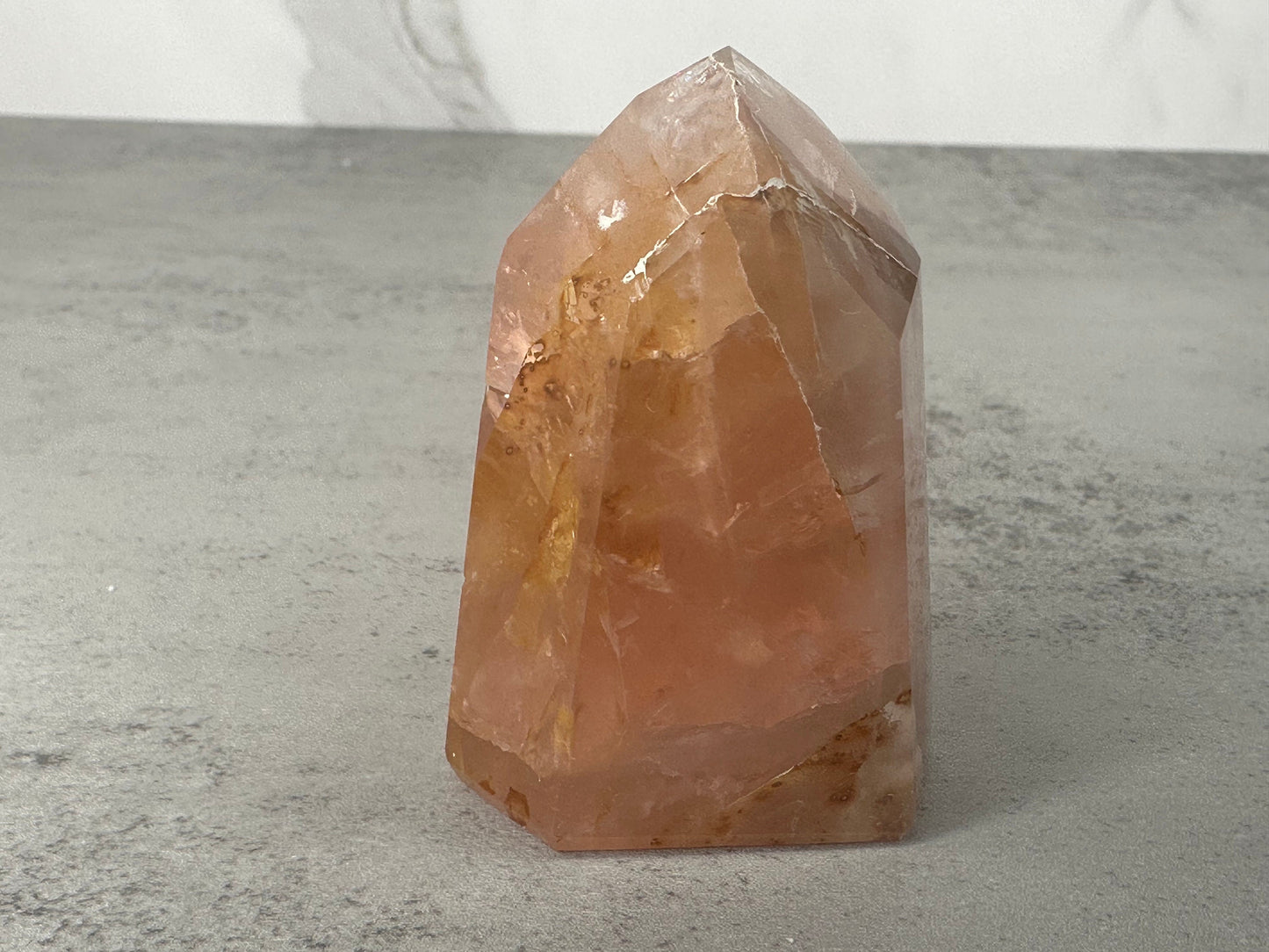 Incredible Rose Quartz with Golden Healer Tower/Point High-Quality Genuine Crystal From Brazil