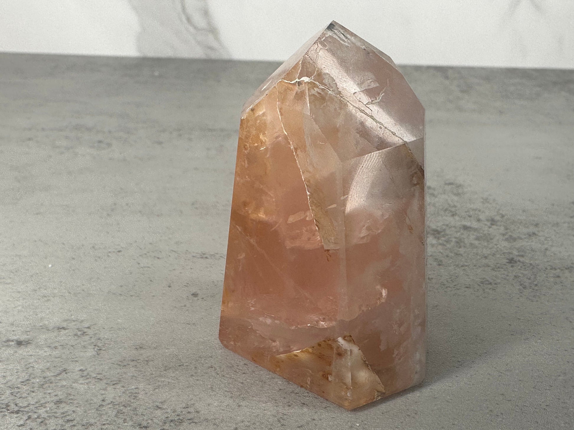 Incredible Rose Quartz with Golden Healer Tower/Point High-Quality Genuine Crystal From Brazil