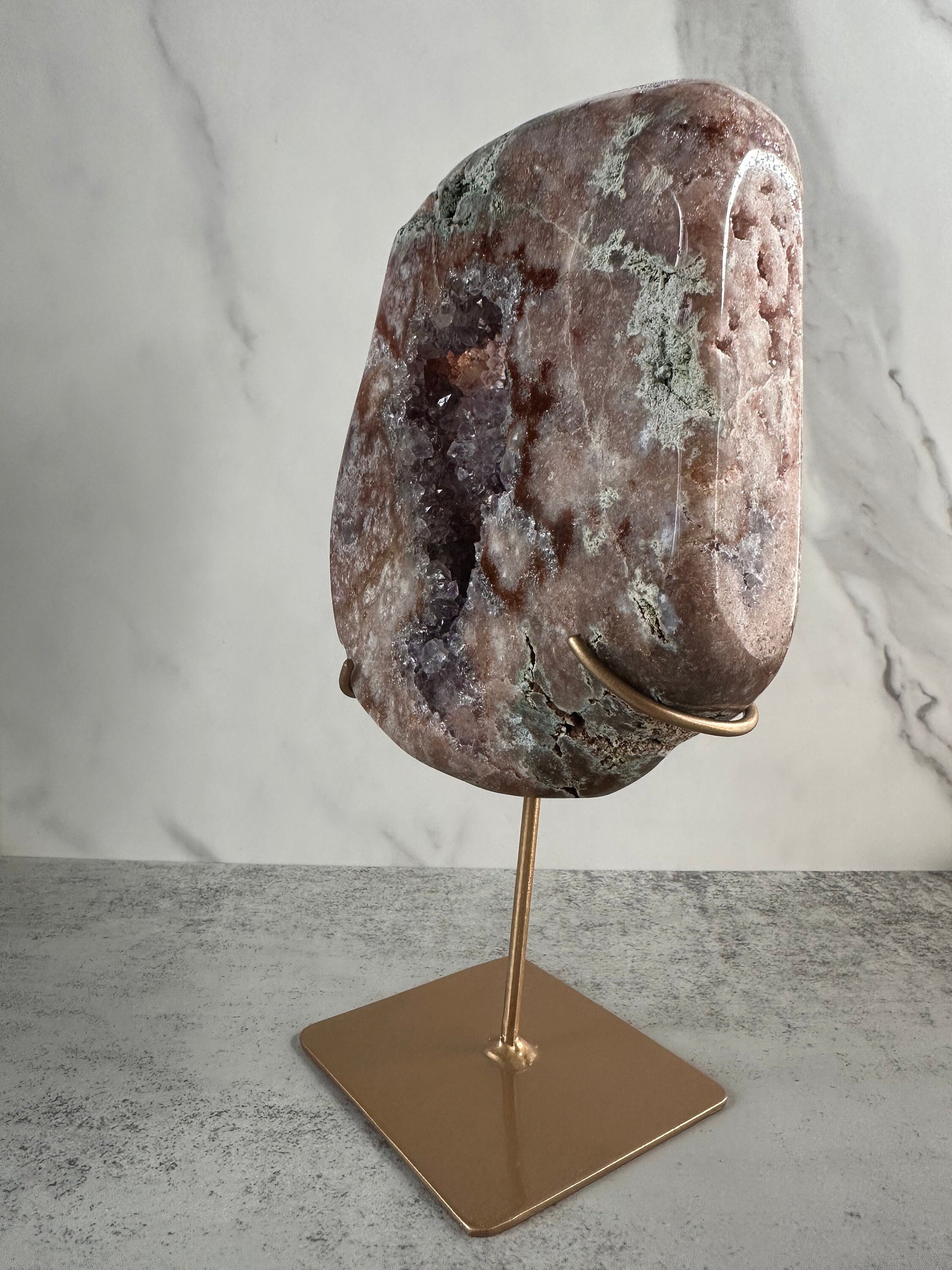 Gorgeous Pink Amethyst Geode Slab - Custom Stand