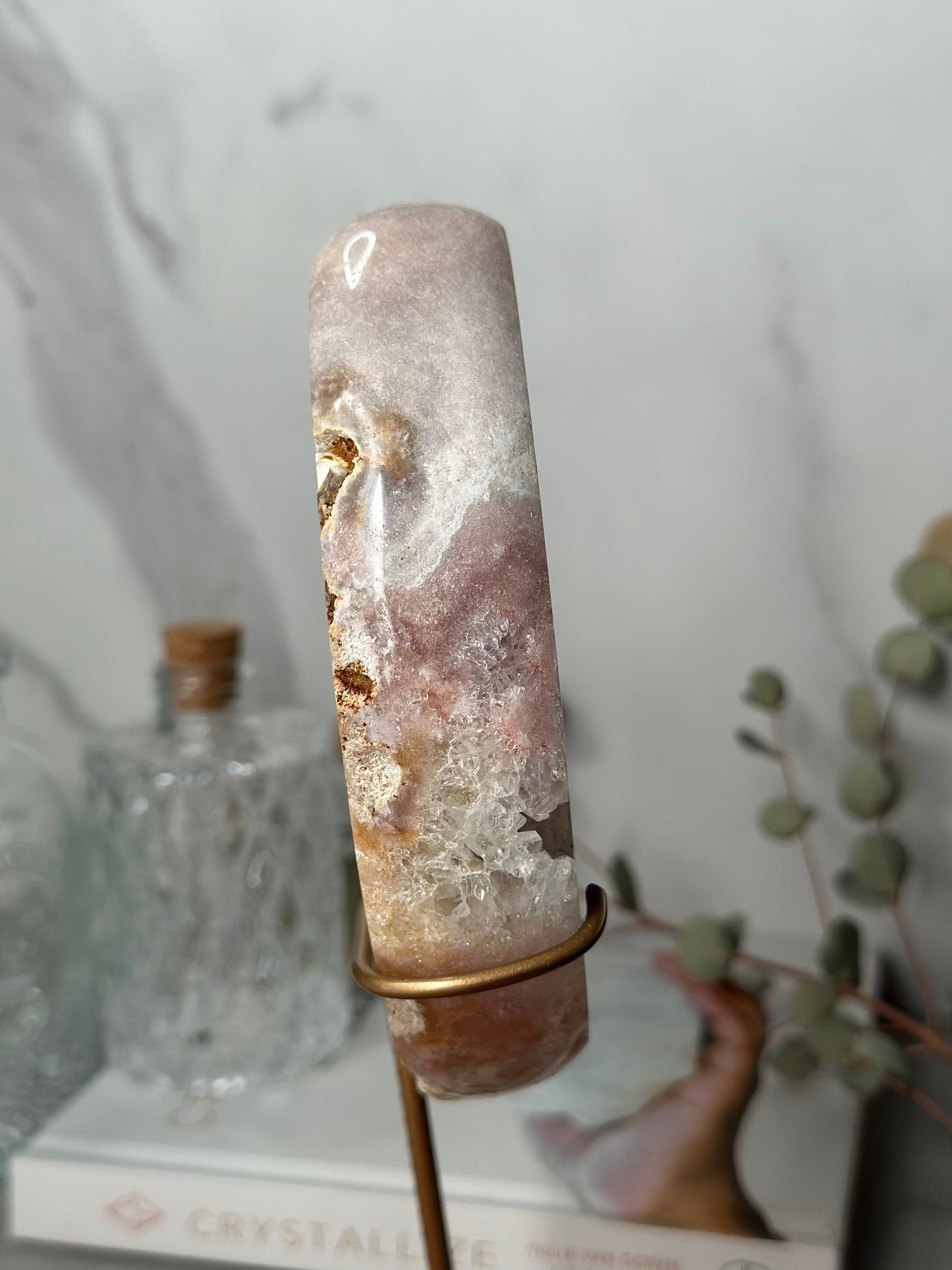 Amazing | Pink Amethyst Moon | Statement Piece | Custom Stand | High-Quality | Genuine | From Brazil