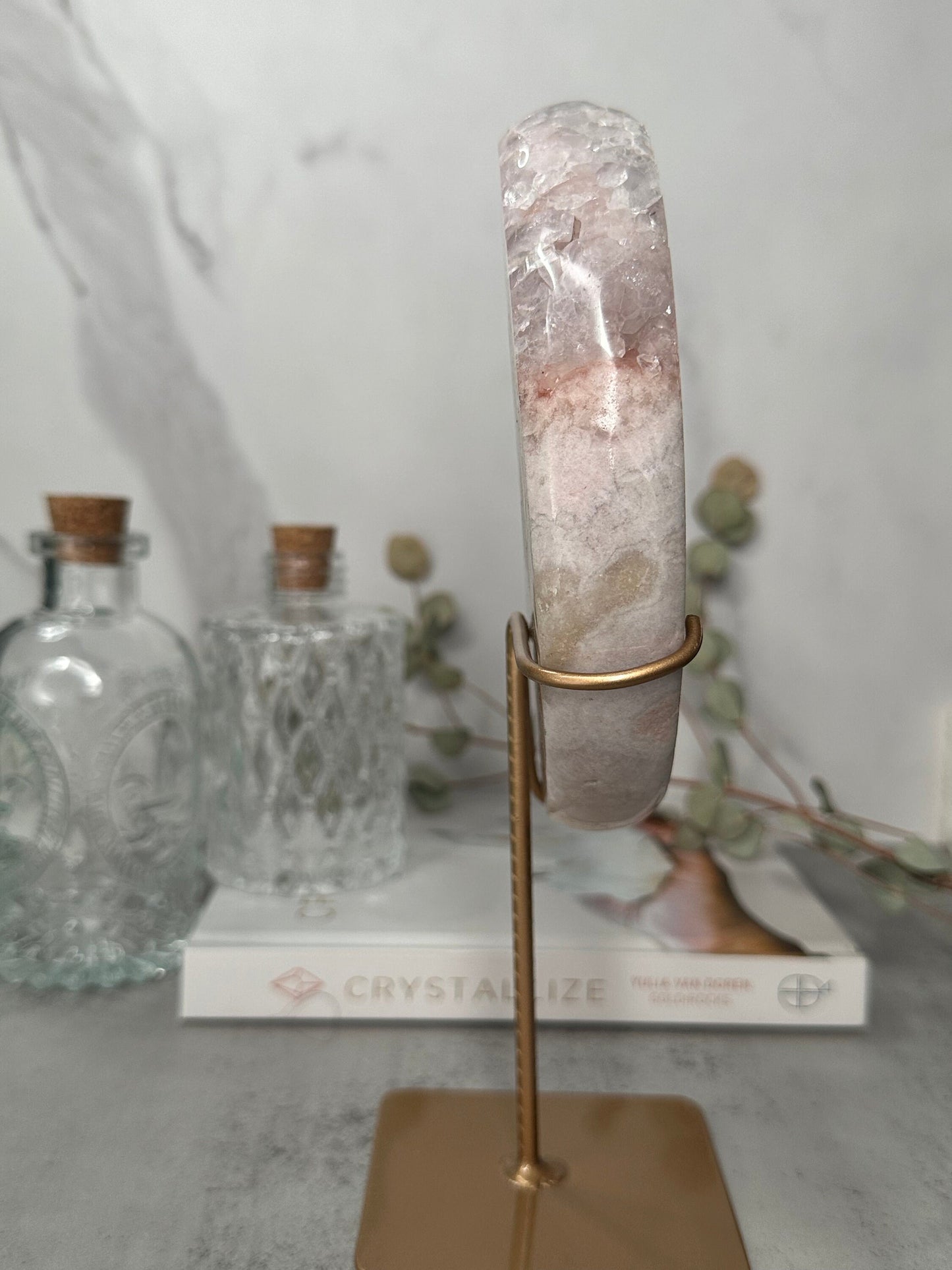 Stunning | Pink Amethyst Moon | Statement Piece | Custom Stand | High-Quality | Genuine | From Brazil