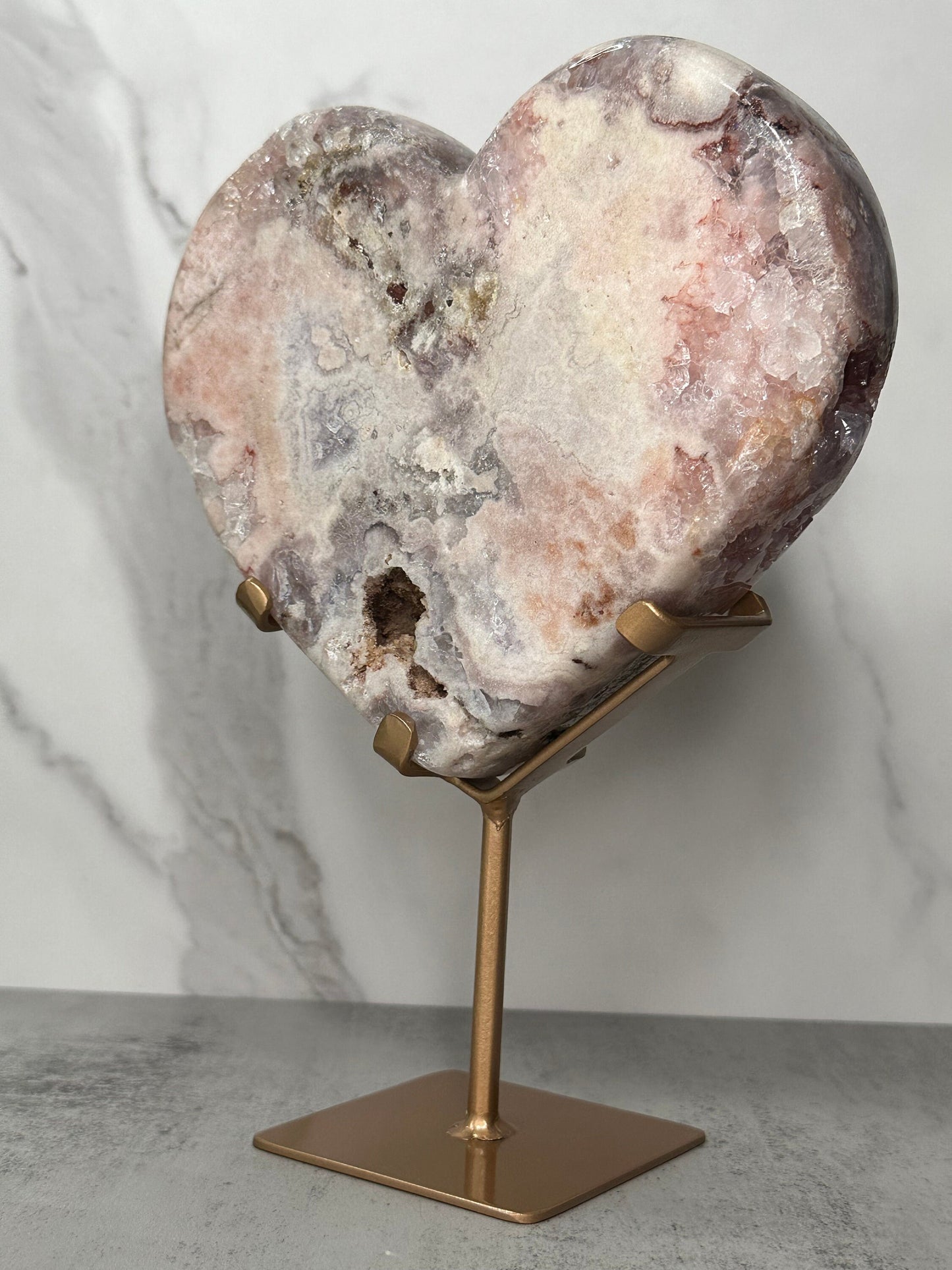 Ravishing | Large | Pink Amethyst Heart | Statement Piece | Custom Stand | High-Quality | Genuine | From Brazil