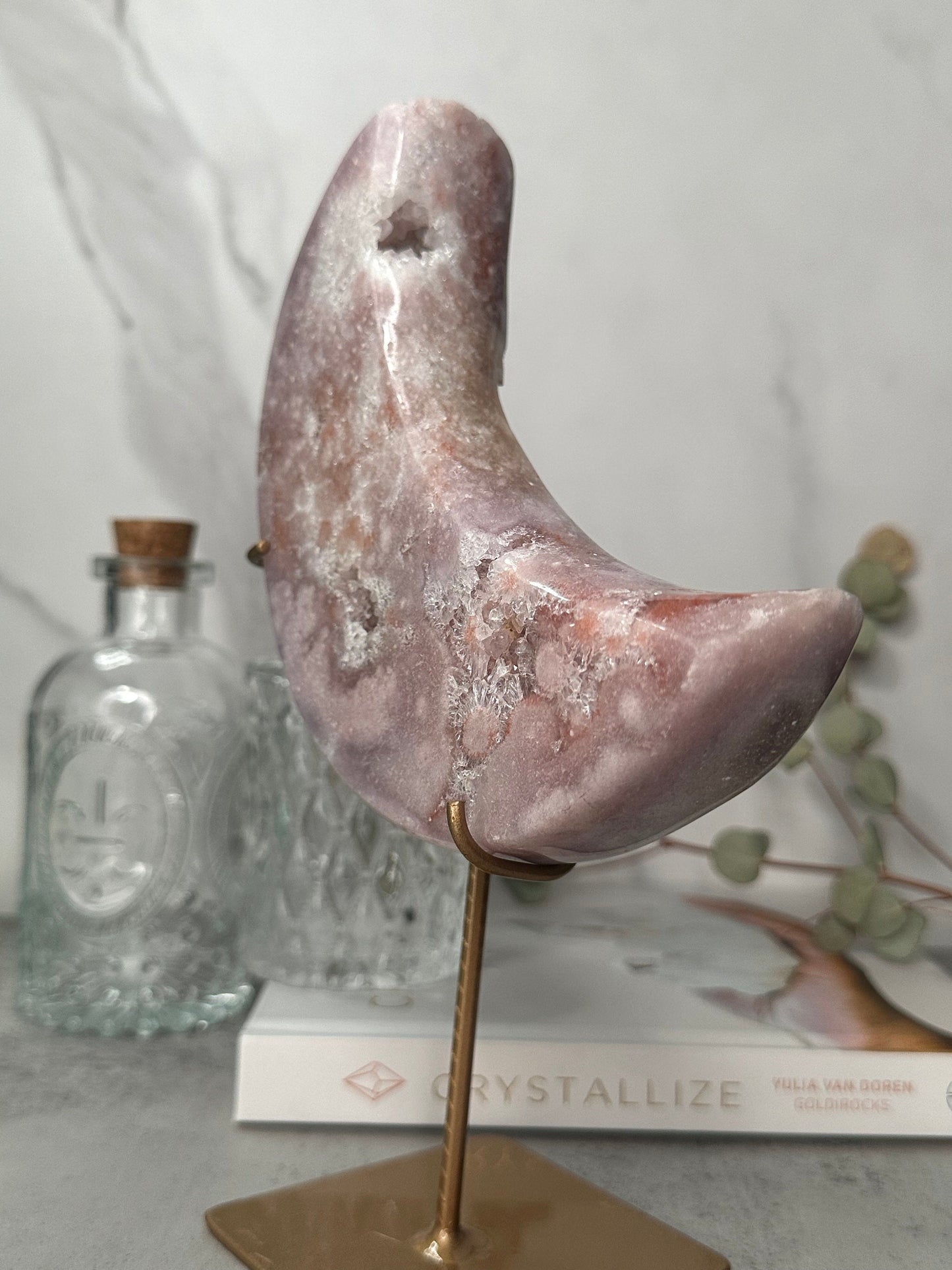 Pretty | Pink Amethyst Moon | Statement Piece | Custom Stand | High-Quality | Genuine | From Brazil