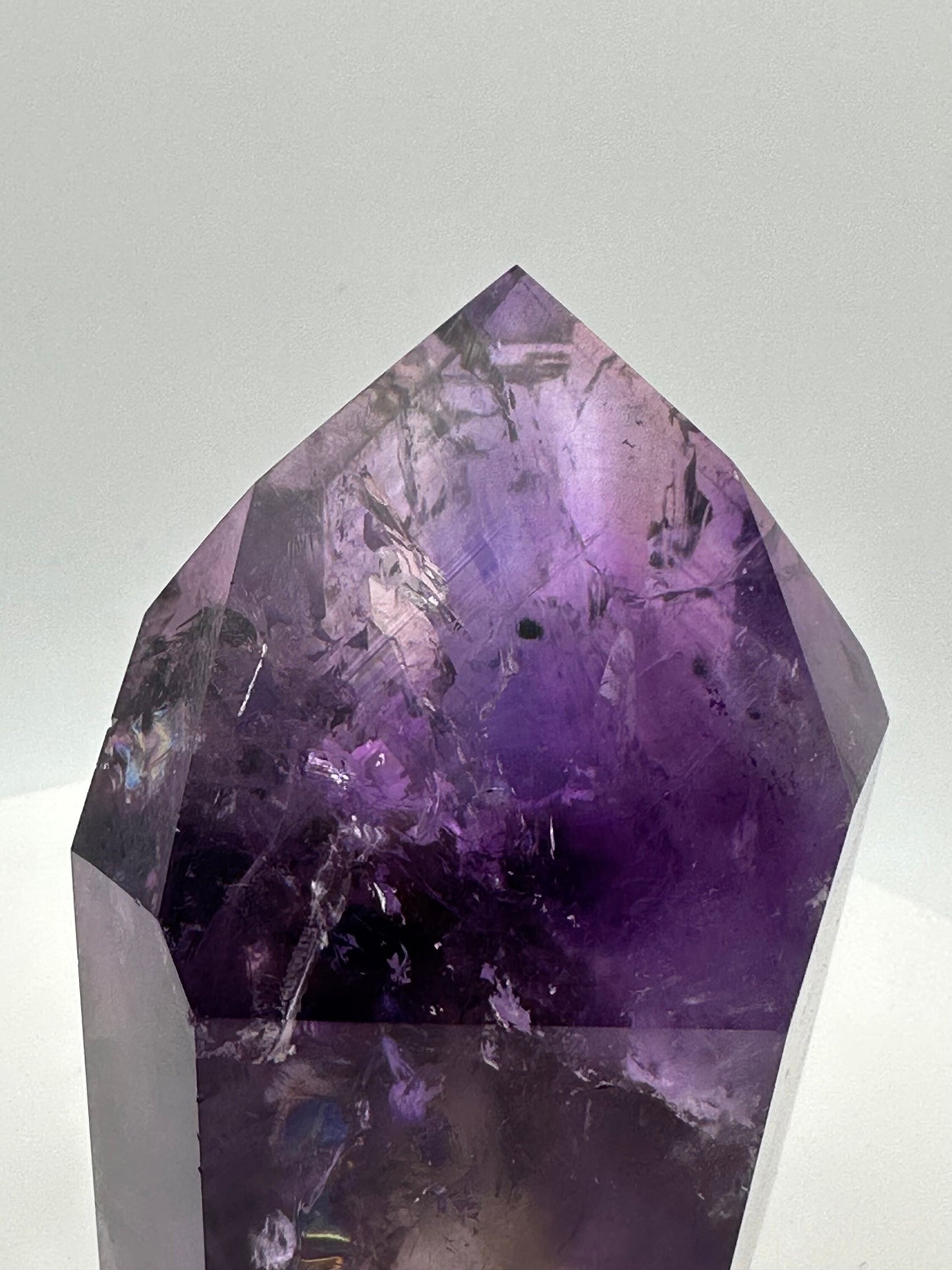 Gorgeous Amethyst Quartz Tower With Phantom & Hollandite Inclusions High-Quality Crystal From Brazil