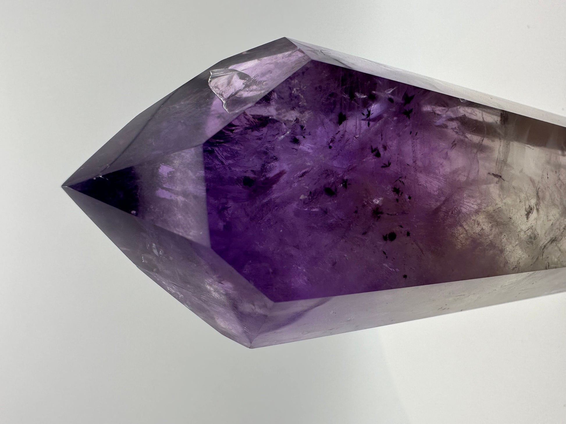 Stunning Amethyst Quartz Phantom Tower/ Point With Hollandite Inclusions From Brazil