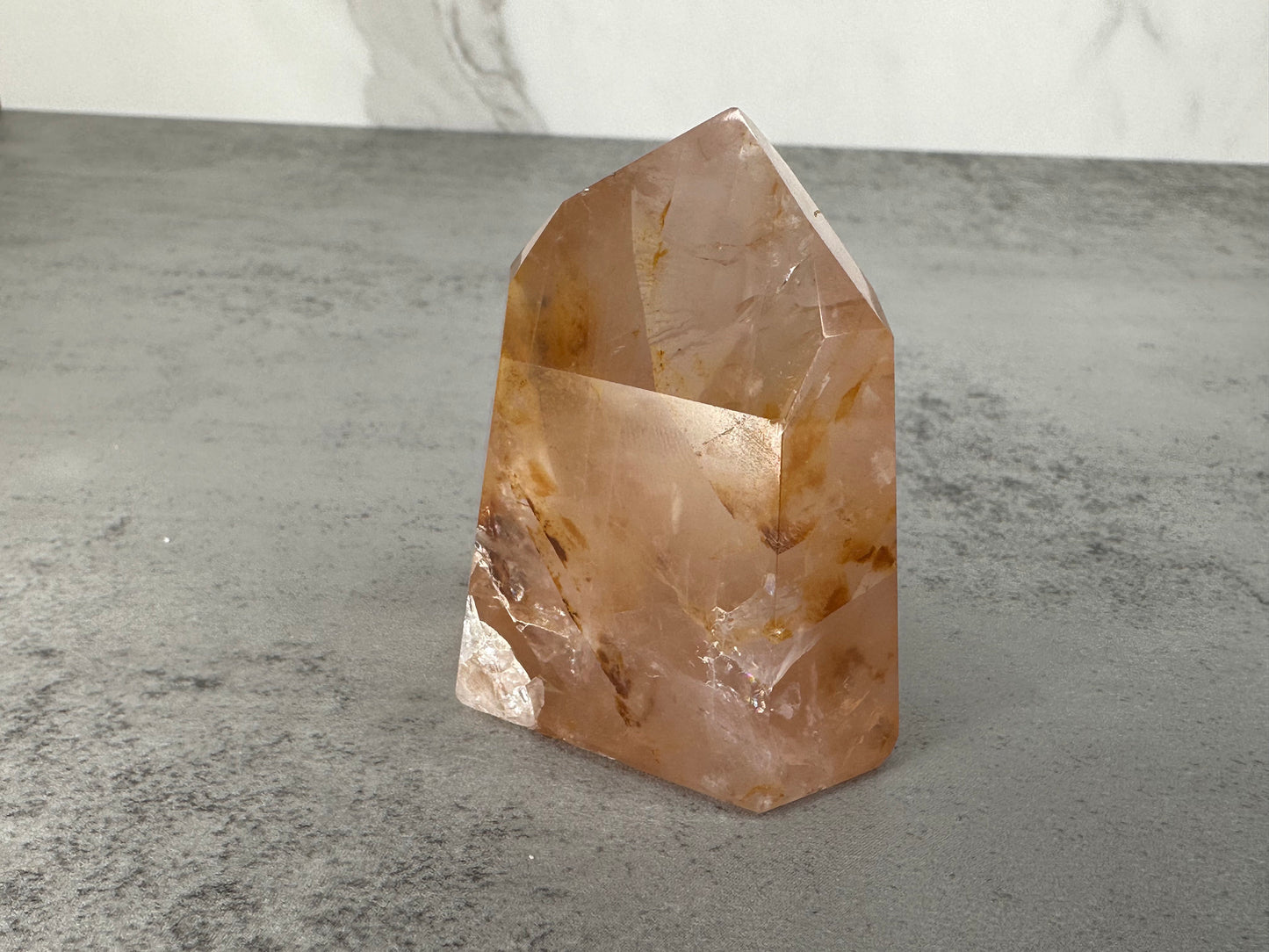 Unique Rose Quartz with Golden Healer Tower/Point High-Quality Crystal From Brazil