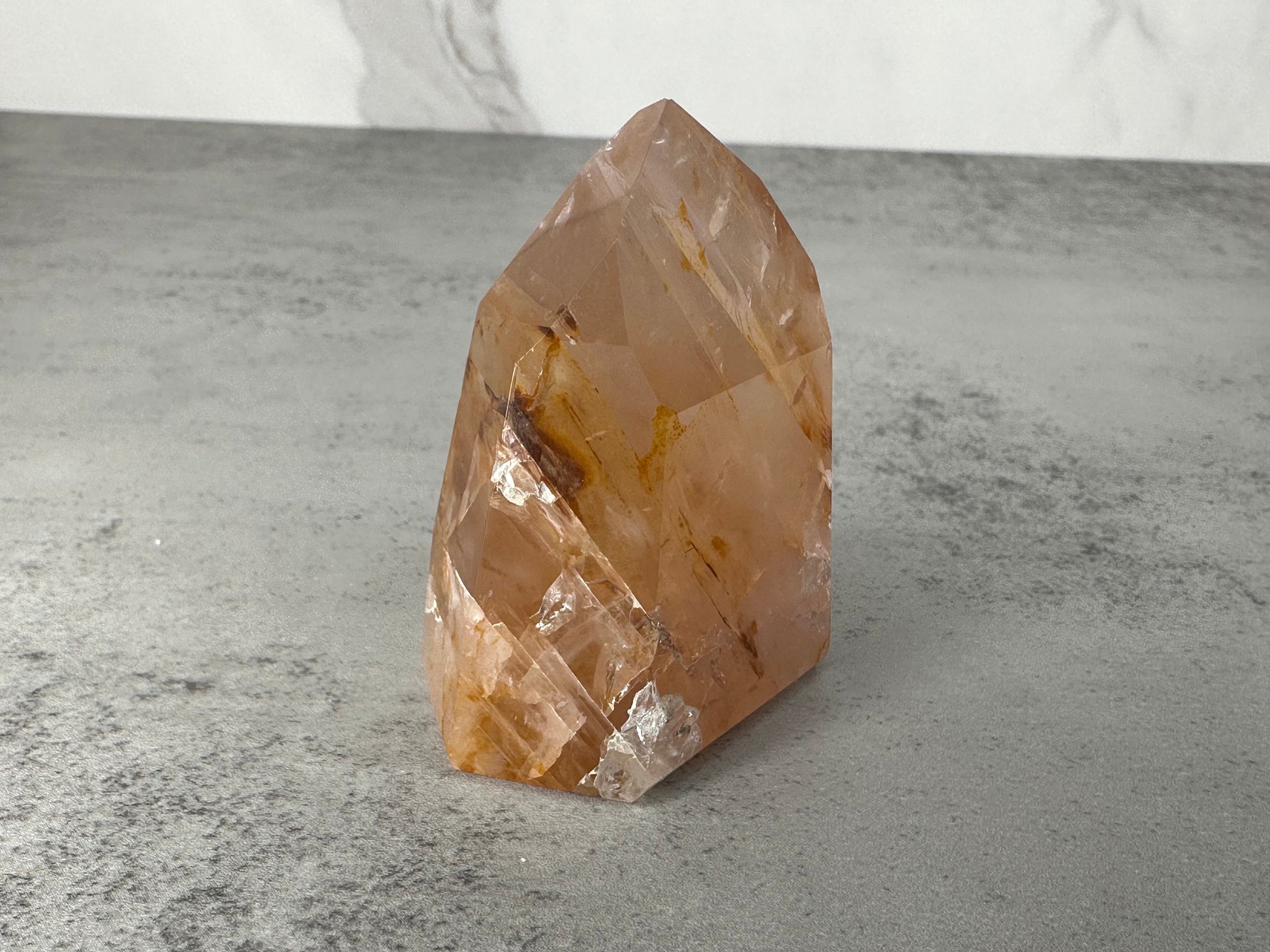 Unique Rose Quartz with Golden Healer Tower/Point High-Quality Crystal From Brazil