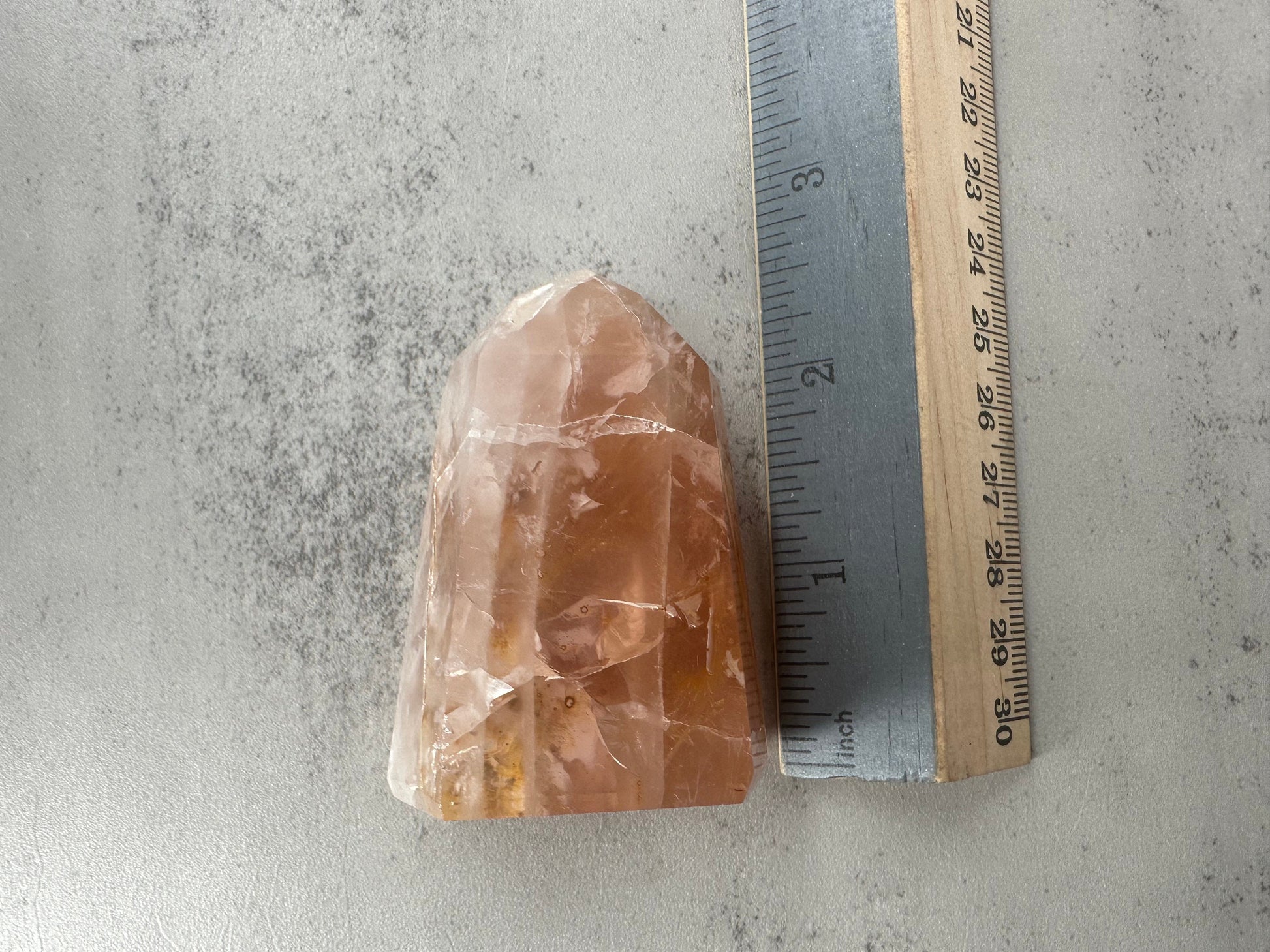 Incredible Rose Quartz with Golden Healer Tower/Point High-Quality Genuine Crystal From Brazil