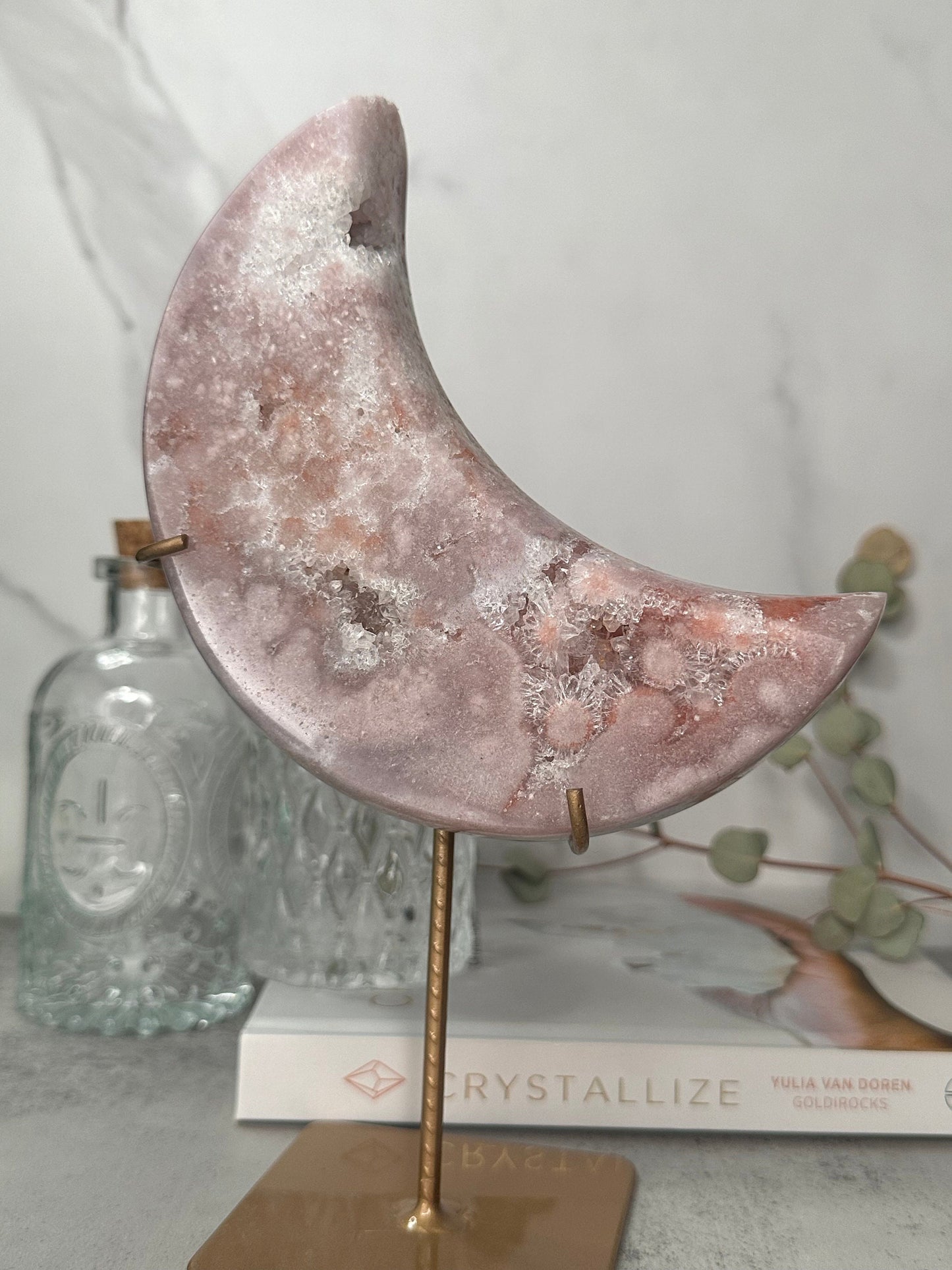 Pretty | Pink Amethyst Moon | Statement Piece | Custom Stand | High-Quality | Genuine | From Brazil