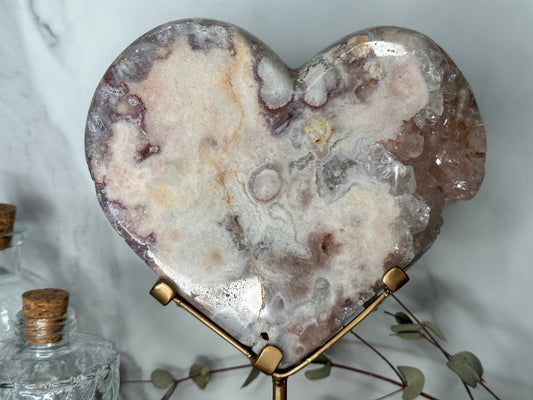 Pink Amethyst Heart On Custom Stand From Brazil