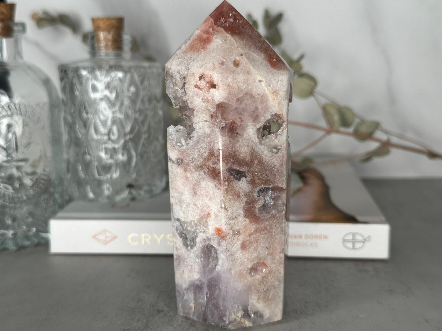 Amazing Pink Amethyst Tower/Point High-Quality Genuine Crystal Statement Piece From Brazil With Banding