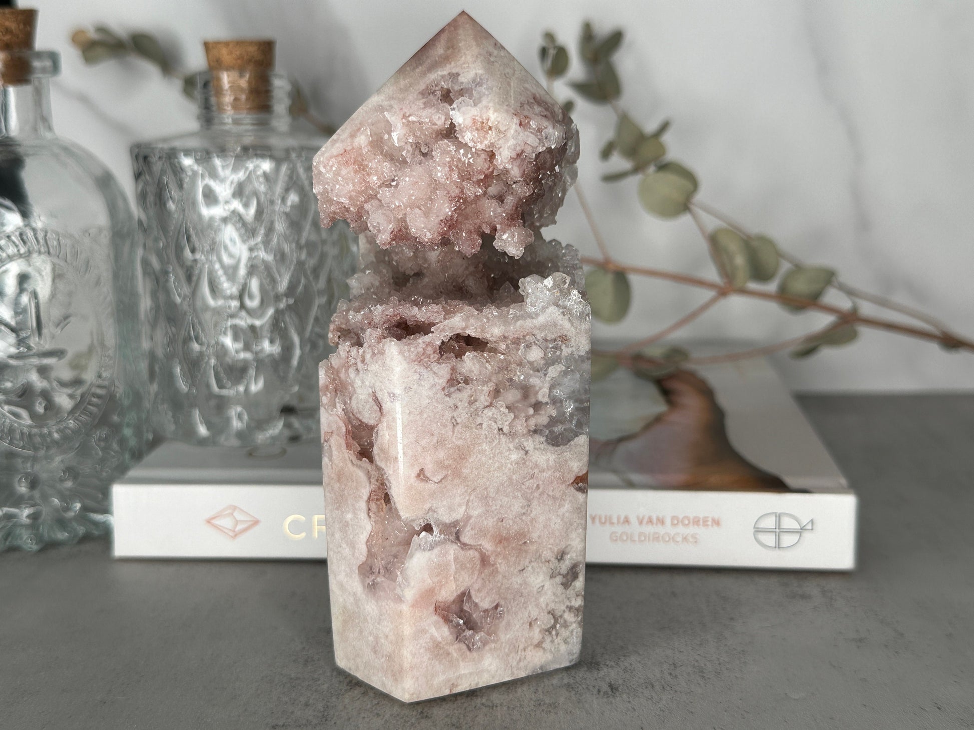 Amazing Pink Amethyst Tower/Point High-Quality Genuine Crystal Statement Piece From Brazil With Banding