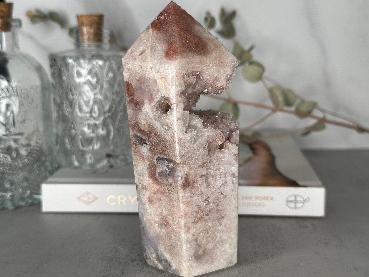 Amazing Pink Amethyst Tower/Point High-Quality Genuine Crystal Statement Piece From Brazil With Banding