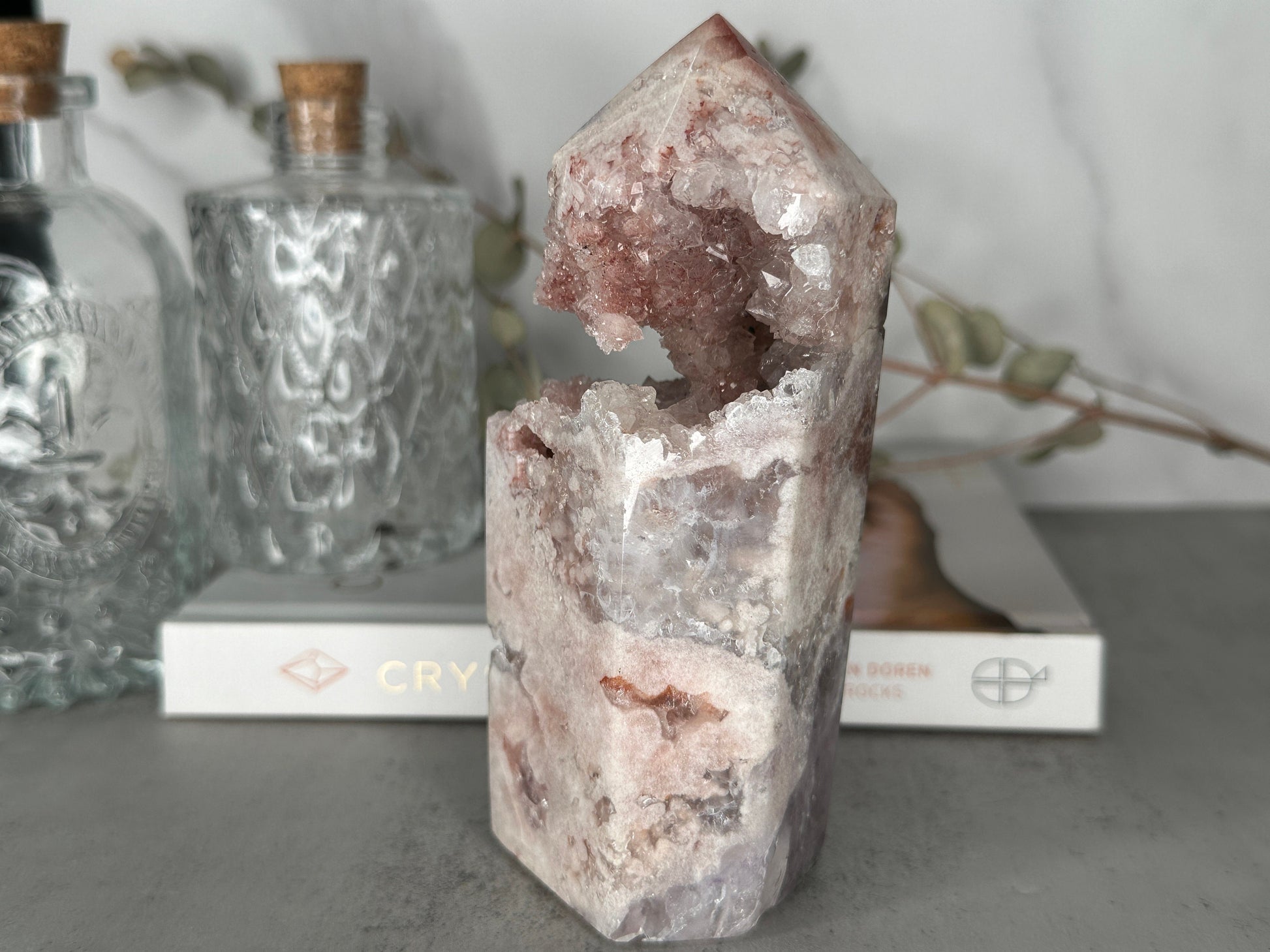 Amazing Pink Amethyst Tower/Point High-Quality Genuine Crystal Statement Piece From Brazil With Banding