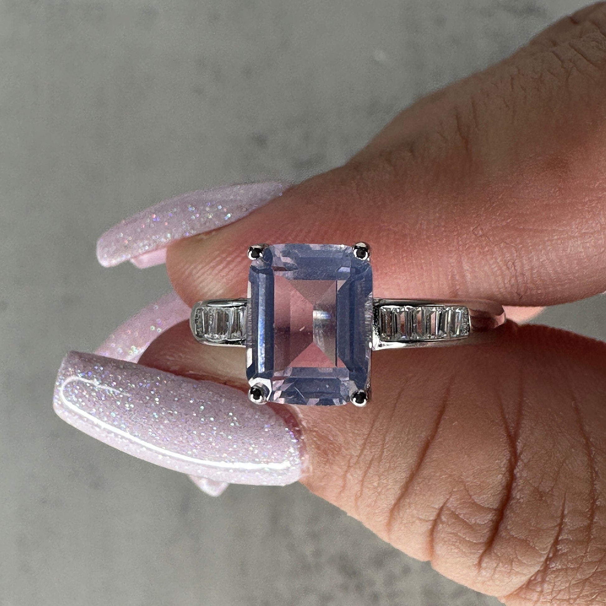 Lovely Lavender Moon Quartz Ring Adjustable 925 Sterling Silver High Quality Crystal Jewelry With Transparent Zircon
