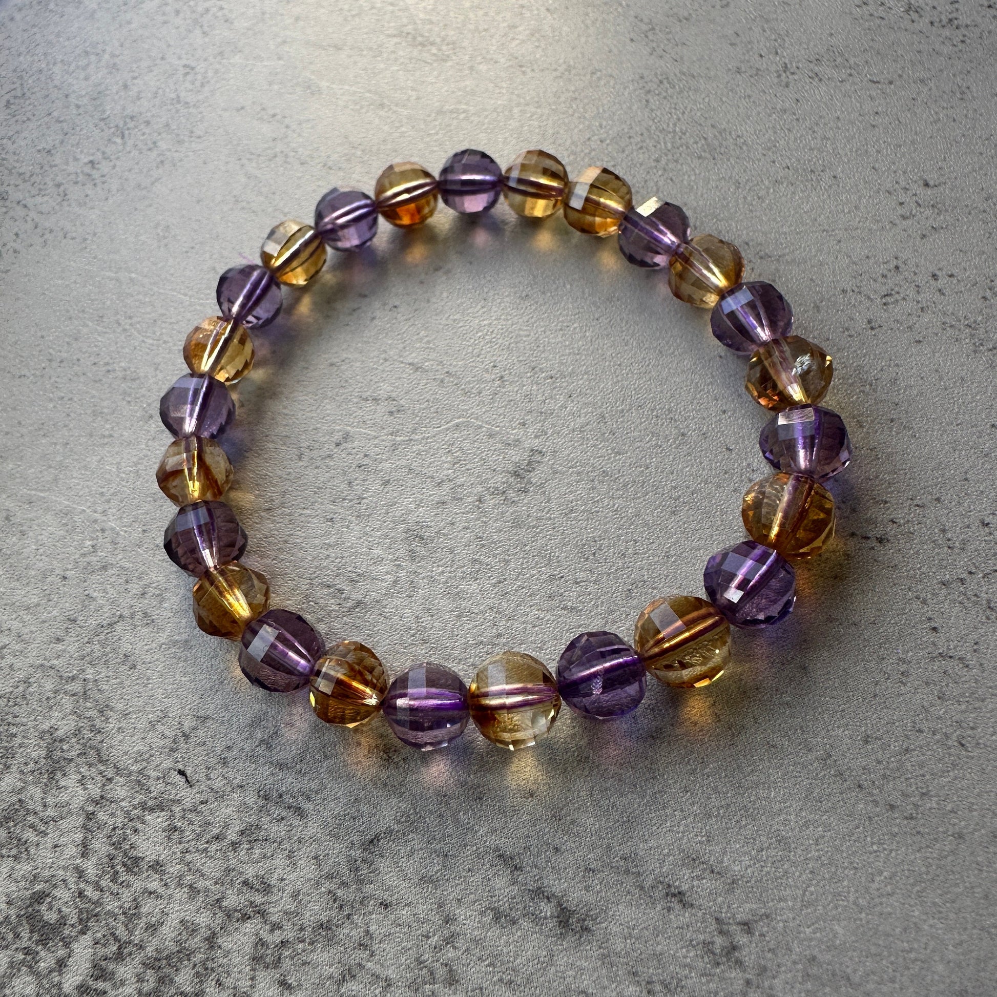 Elegant Citrine & Amethyst Faceted Bracelet With AAA Clarity High-Quality Crystal