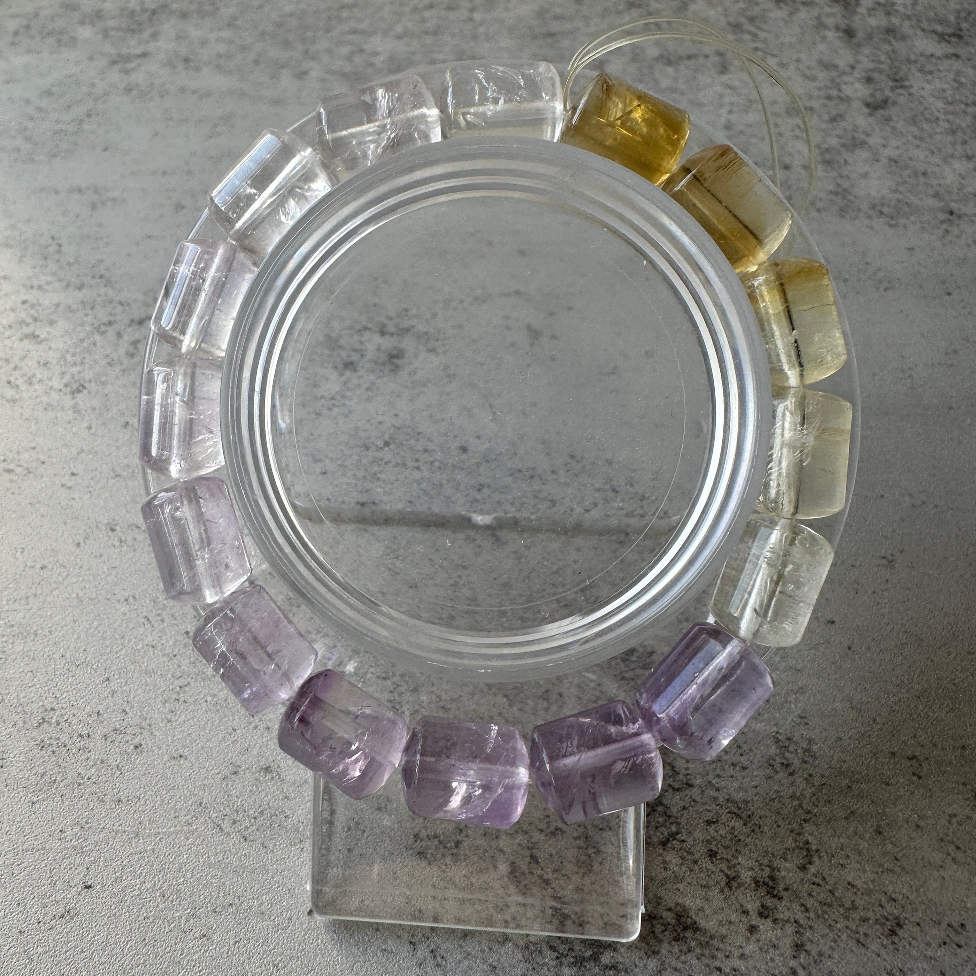 Stunning Citrine & Amethyst Barrel Bracelet With AAA Clarity Genuine High-Quality Crystal