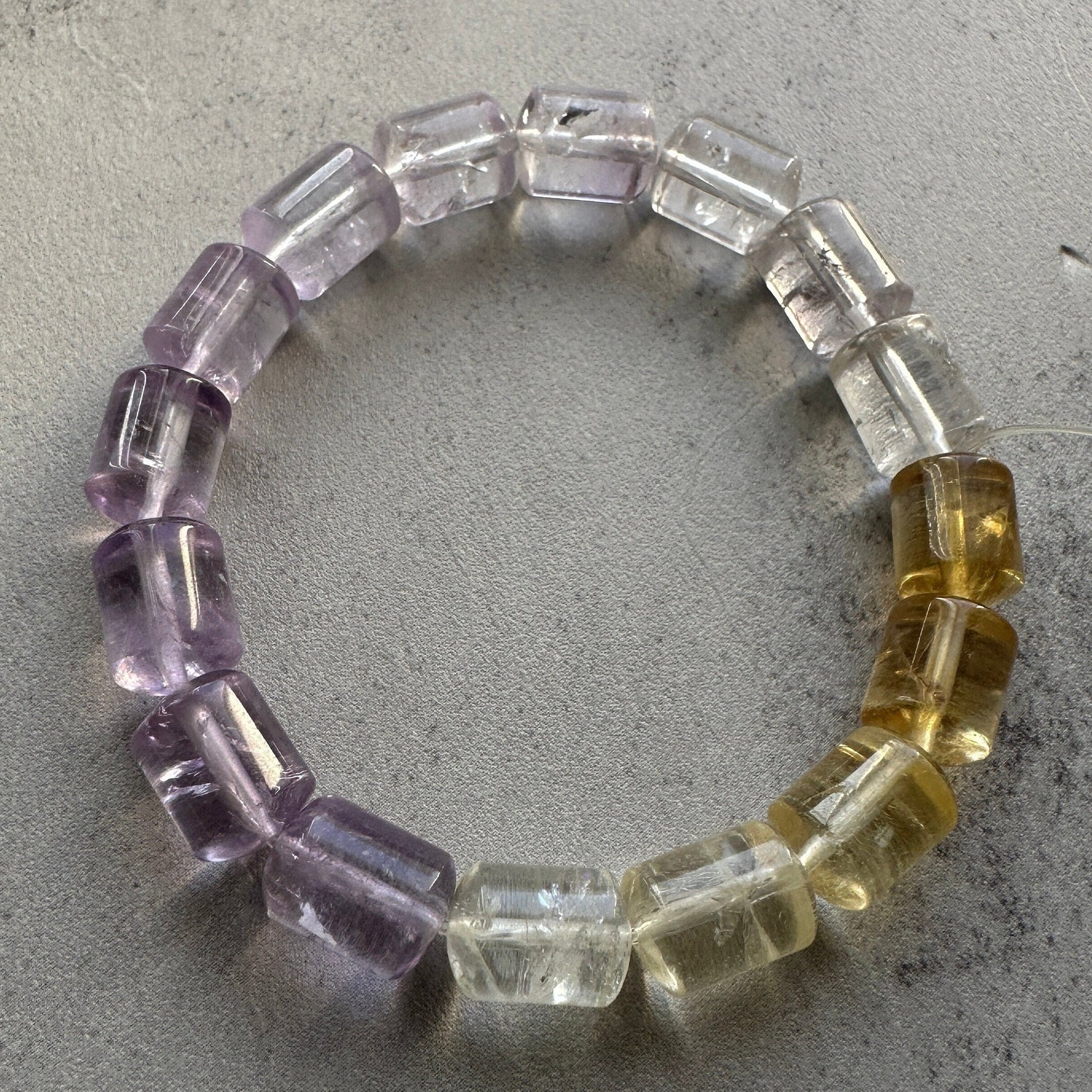 Stunning Citrine & Amethyst Barrel Bracelet With AAA Clarity Genuine High-Quality Crystal