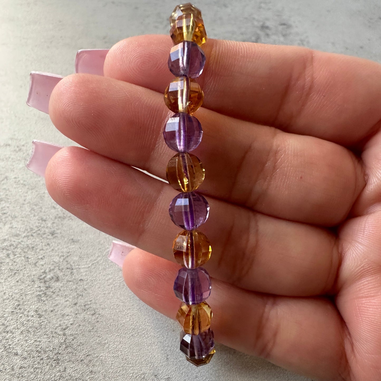 Elegant Citrine & Amethyst Faceted Bracelet With AAA Clarity High-Quality Crystal