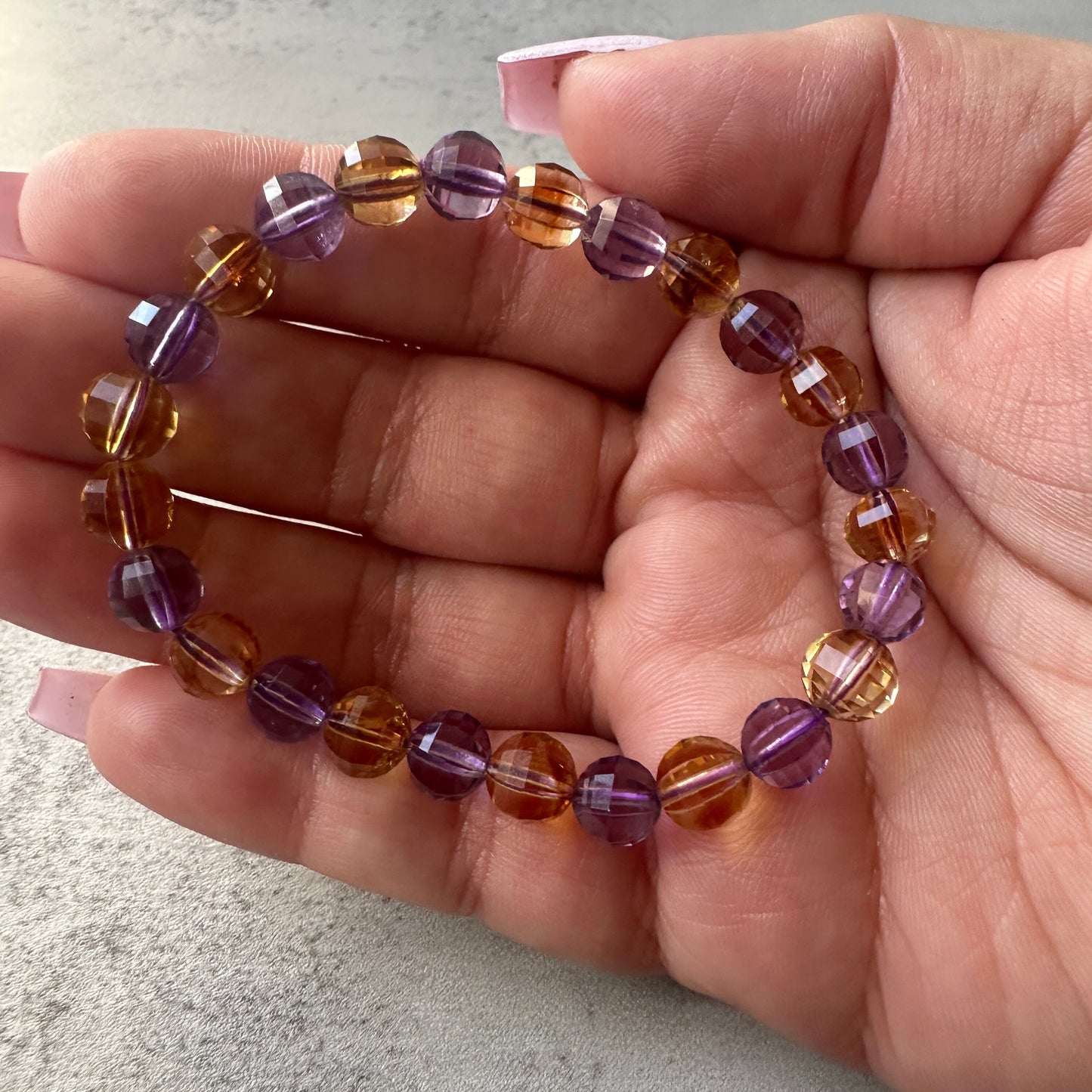 Elegant Citrine & Amethyst Faceted Bracelet With AAA Clarity High-Quality Crystal