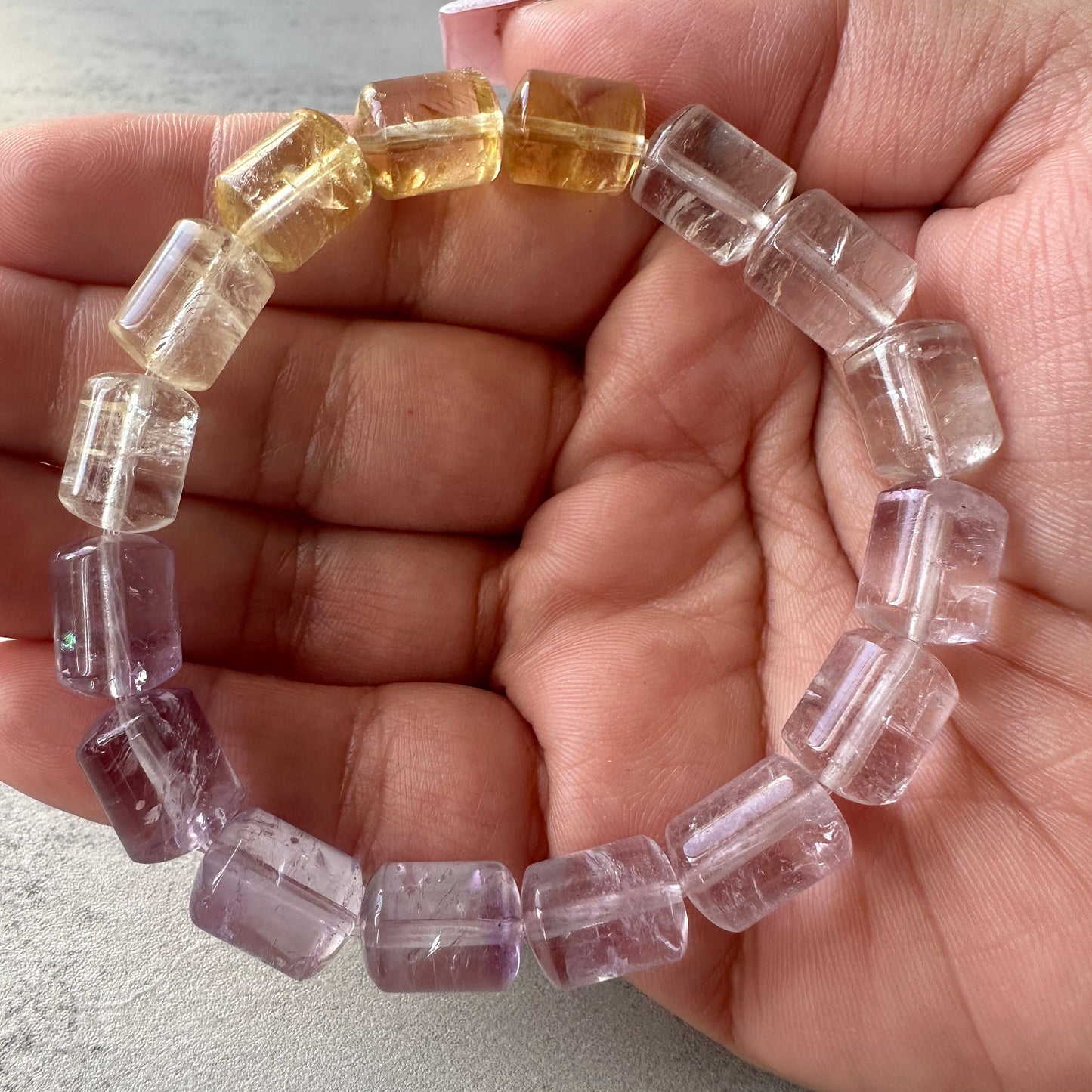 Stunning Citrine & Amethyst Barrel Bracelet With AAA Clarity Genuine High-Quality Crystal