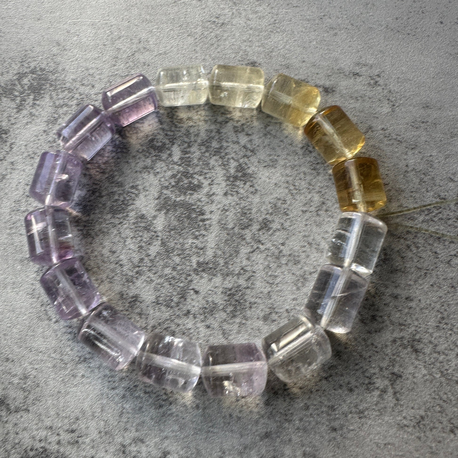 Stunning Citrine & Amethyst Barrel Bracelet With AAA Clarity Genuine High-Quality Crystal