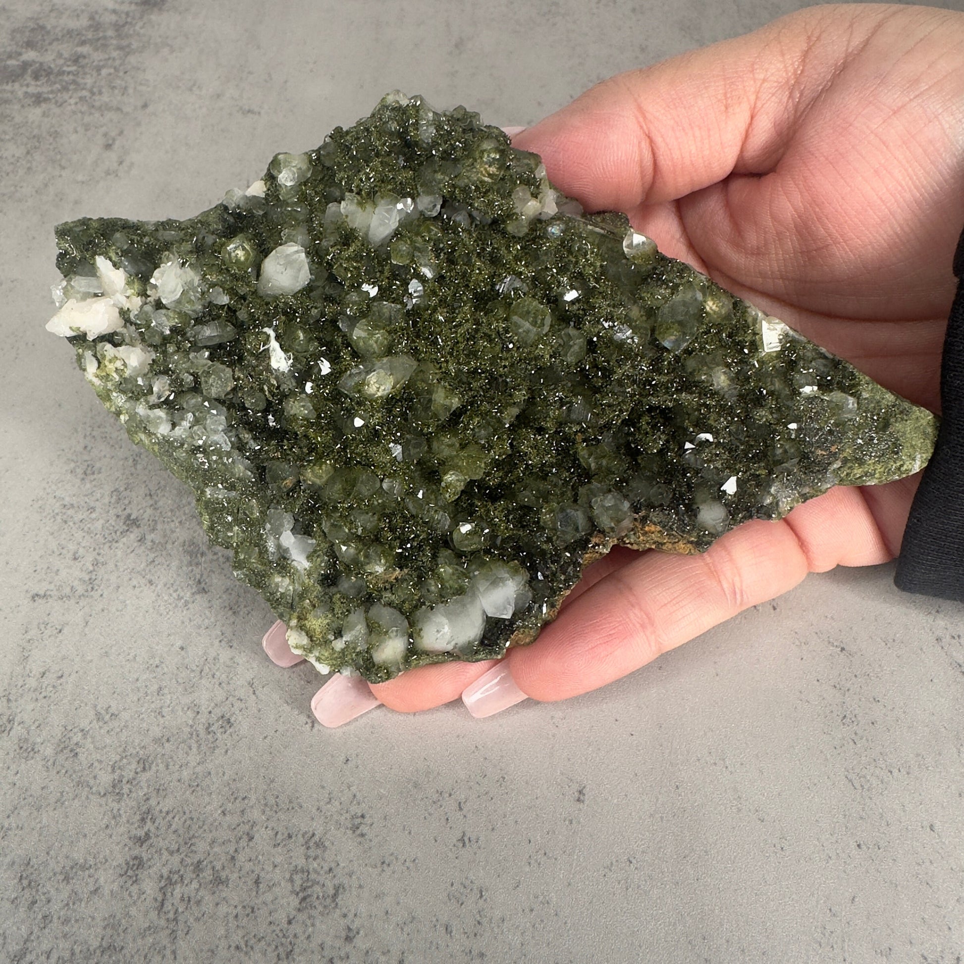 Spectacular Epidote on Quartz Genuine Crystal Cluster Specimen From Turkey | Tucson Gem Show Exclusive