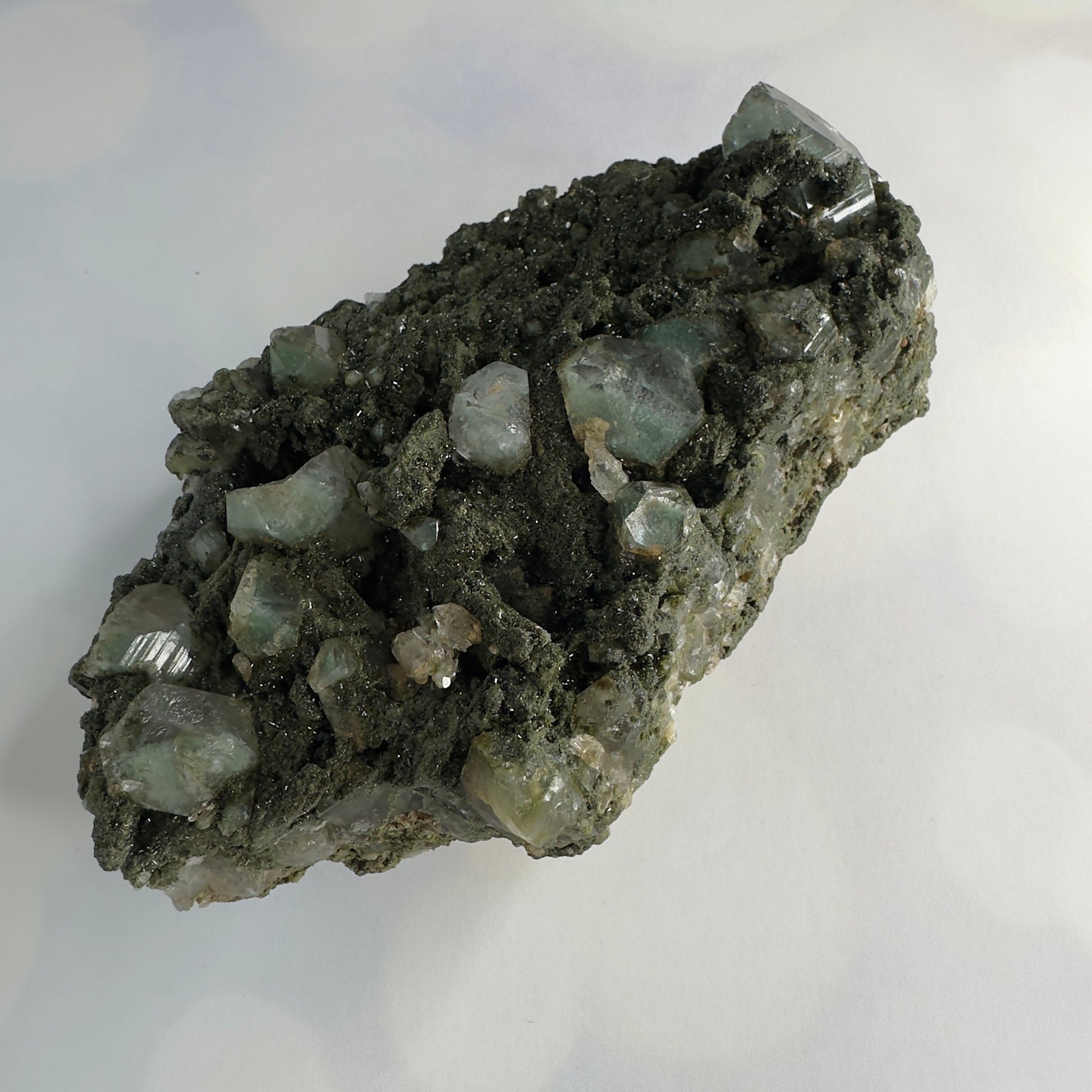 Amazing Epidote On Quartz With Phantoms Genuine Dark Green Crystal Cluster Specimen From Turkey | Tucson Gem Show Exclusive