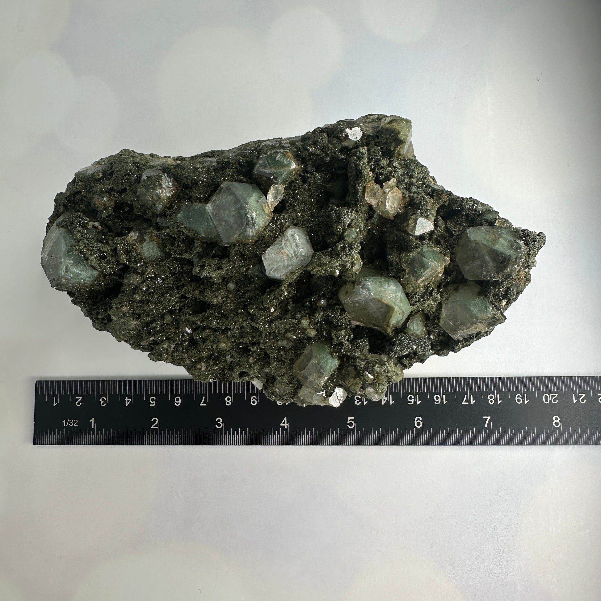 Amazing Epidote On Quartz With Phantoms Genuine Dark Green Crystal Cluster Specimen From Turkey | Tucson Gem Show Exclusive