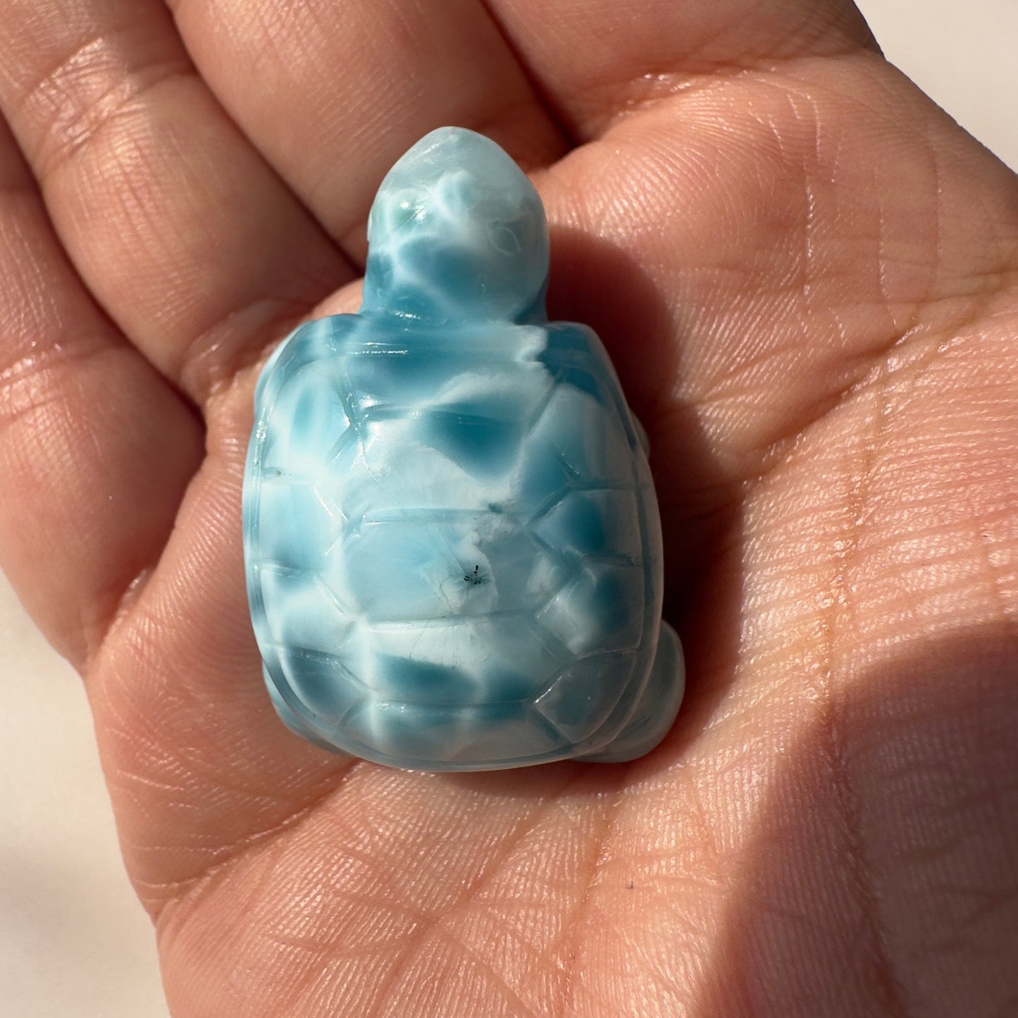 Stunning Larimar Turtle Carving High-Quality Grade AAA+ From The Dominican Republic Carved In China | Tucson Gem Show Exclusive