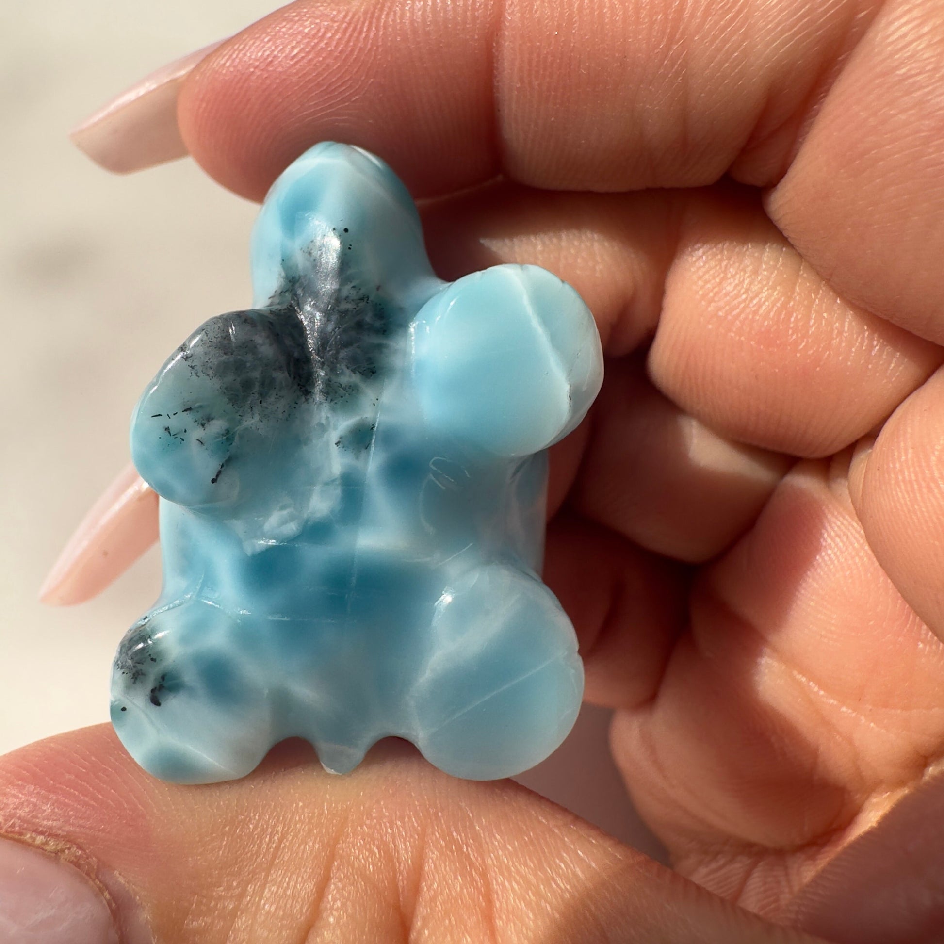 Stunning Larimar Turtle Carving High-Quality Grade AAA+ From The Dominican Republic Carved In China | Tucson Gem Show Exclusive