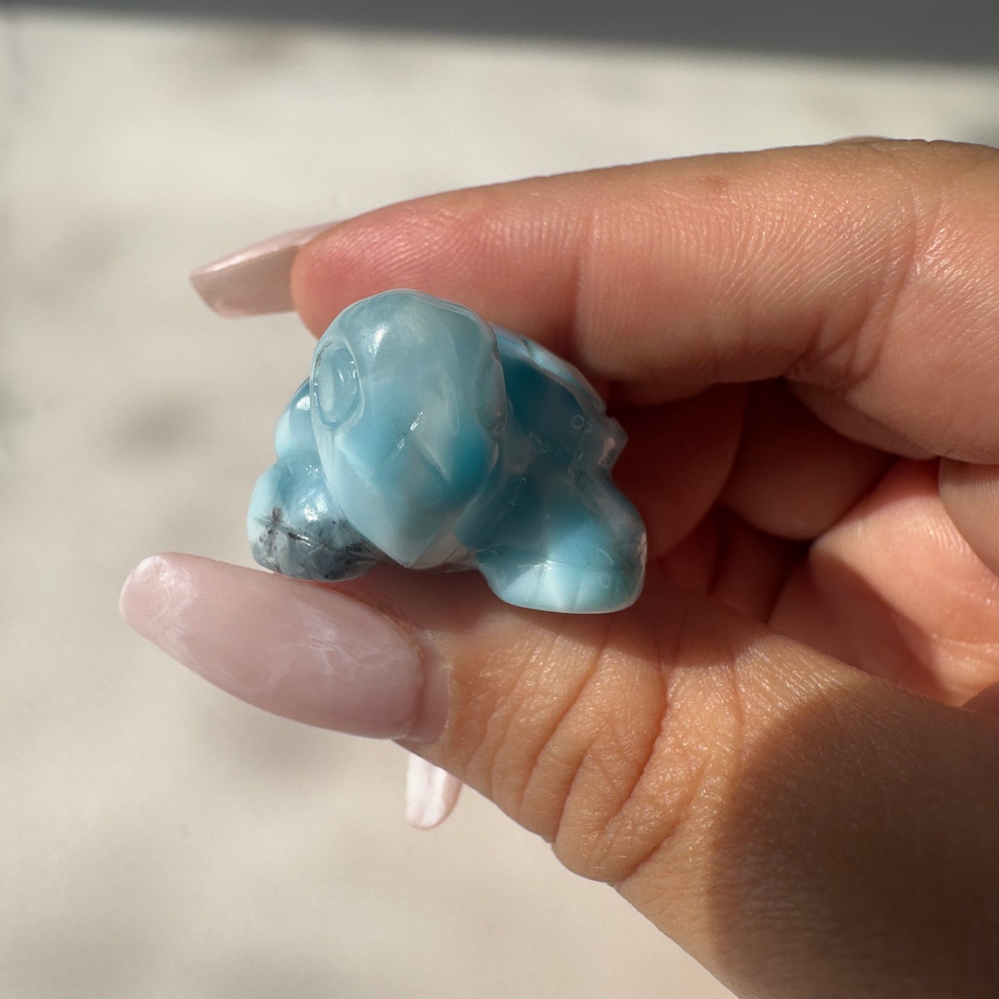 Stunning Larimar Turtle Carving High-Quality Grade AAA+ From The Dominican Republic Carved In China | Tucson Gem Show Exclusive