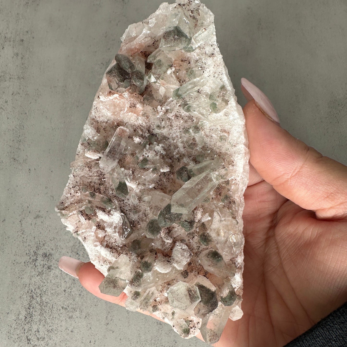 Beautiful Pink Himalayan Samadhi Quartz With Chlorite High-Quality Genuine Specimen Crystal from India | Tucson Gem Show Exclusive