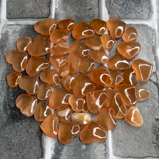 One (1) Captivating Carved Honey Calcite Heart from Pakistan