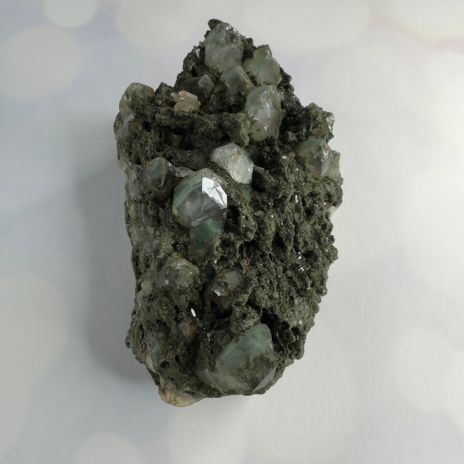 Amazing Epidote On Quartz With Phantoms Genuine Dark Green Crystal Cluster Specimen From Turkey | Tucson Gem Show Exclusive